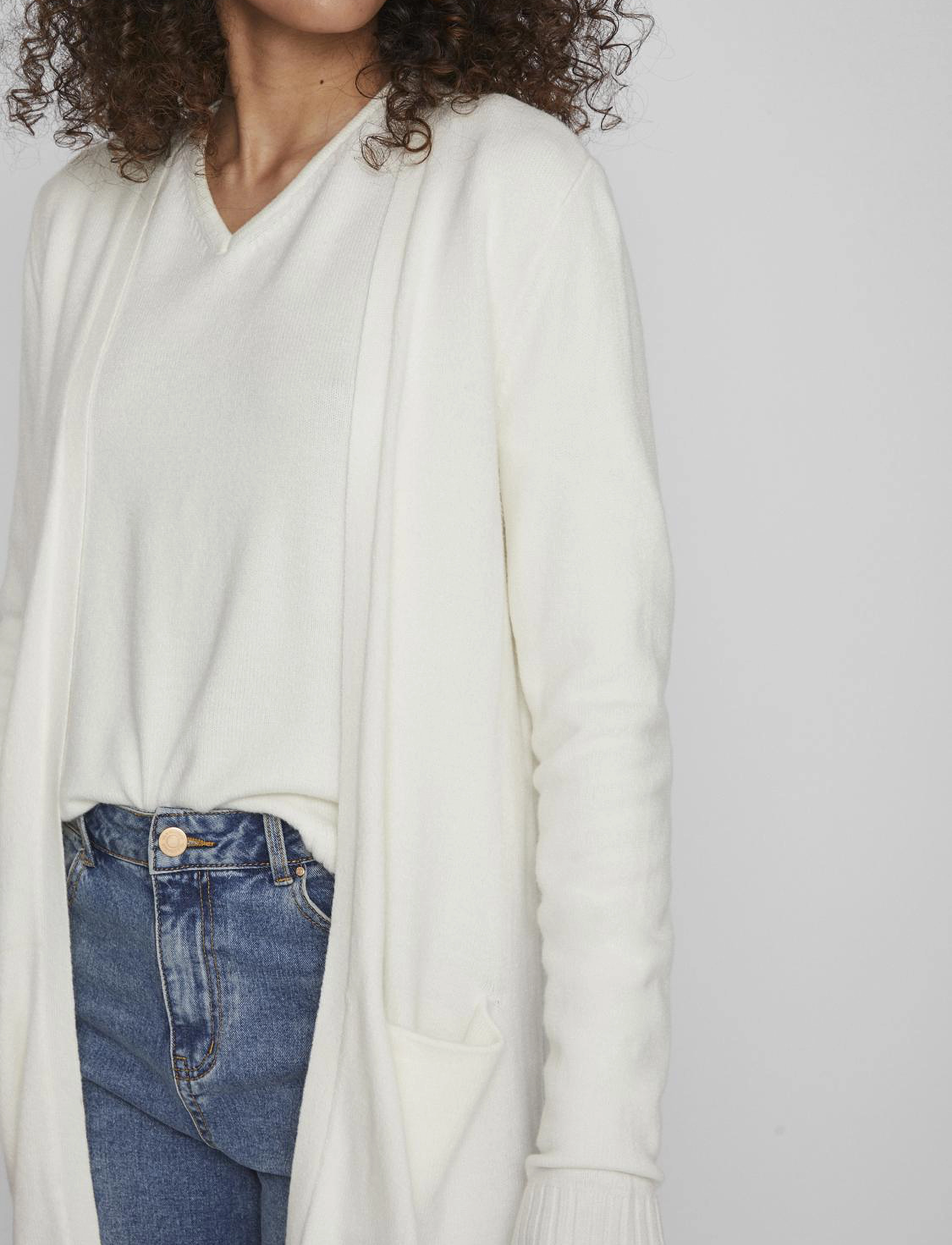 Vila - VIRIL LONG L/S  KNIT CARDIGAN - NOOS - cardigans - white alyssum - 5