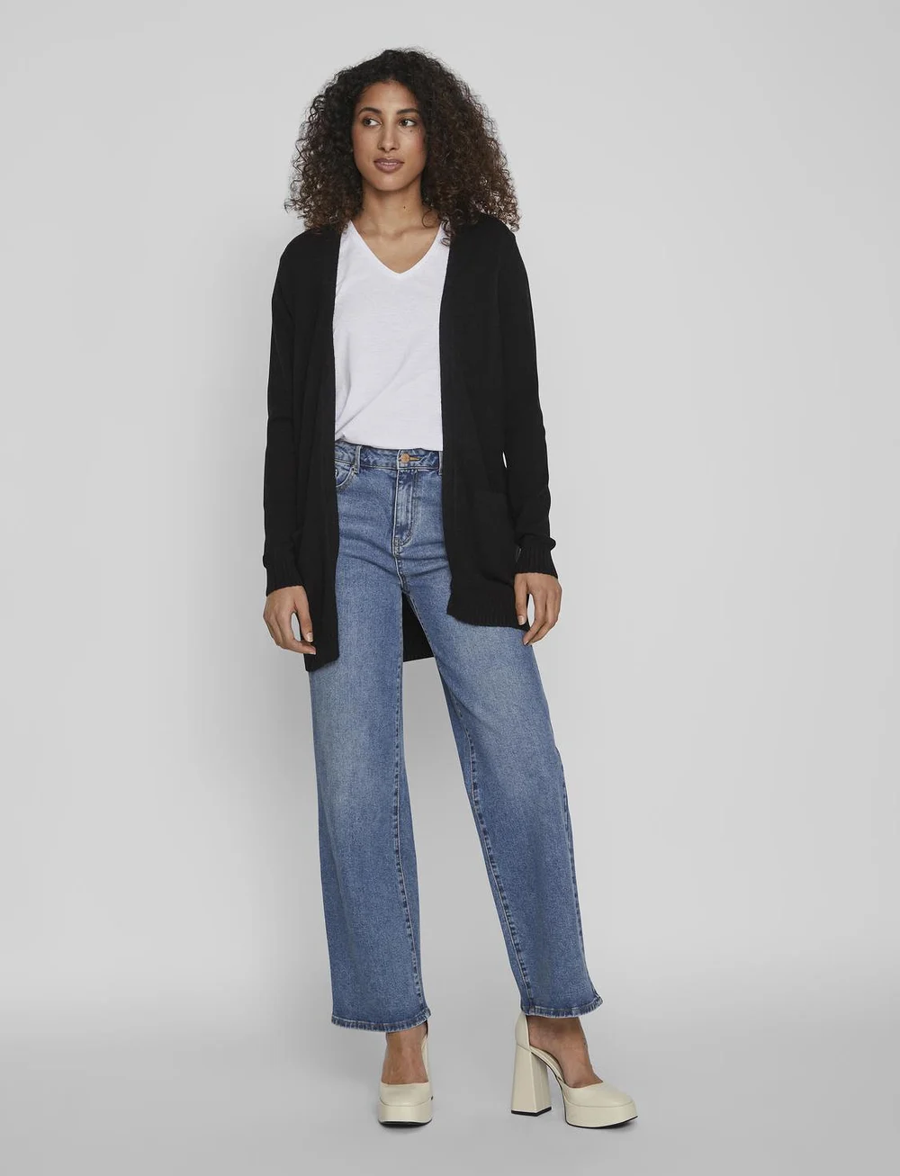 Vila - VIRIL OPEN L/S KNIT CARDIGAN - NOOS - cardigans - black - 4