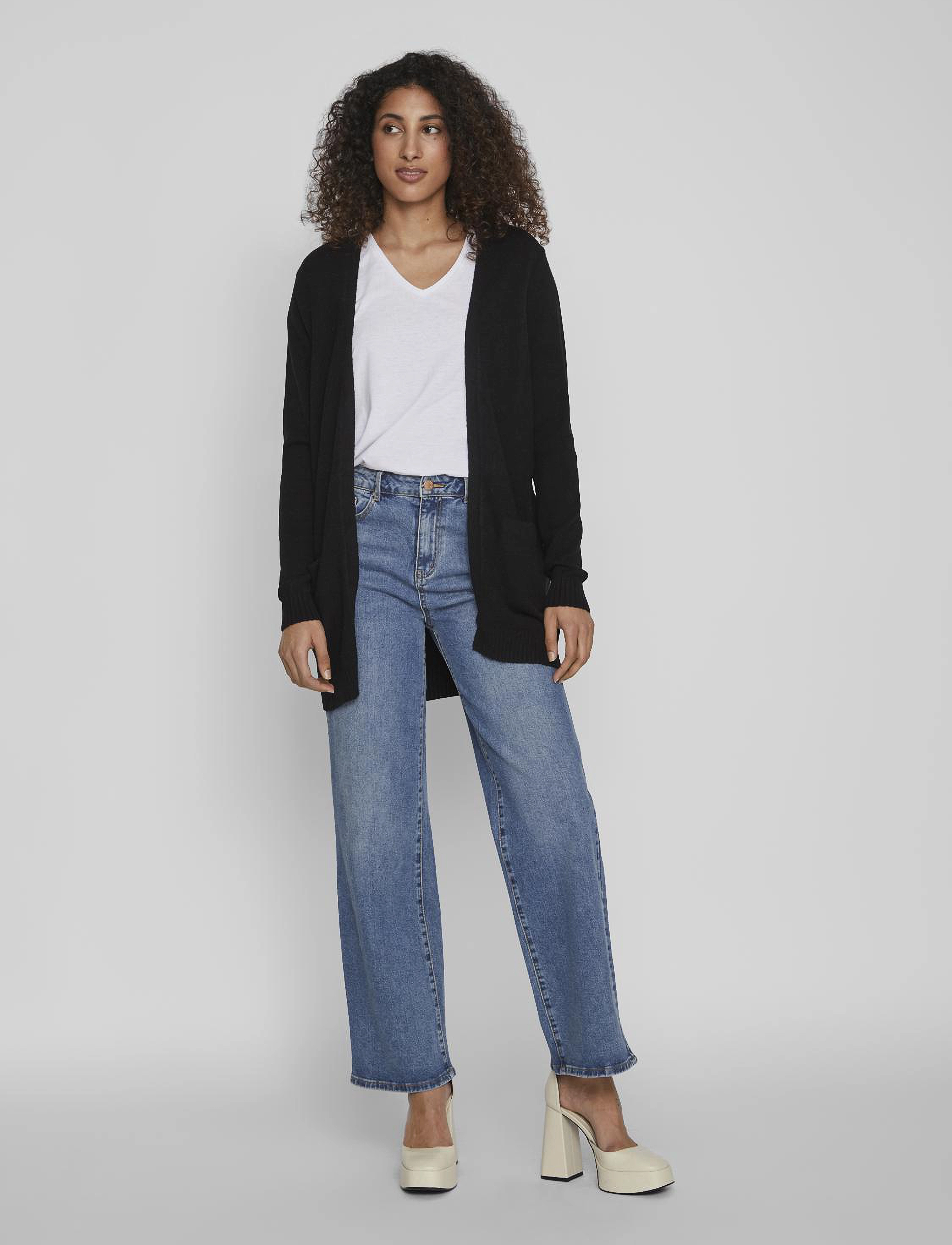 Vila - VIRIL OPEN L/S KNIT CARDIGAN - NOOS - cardigans - black - 4
