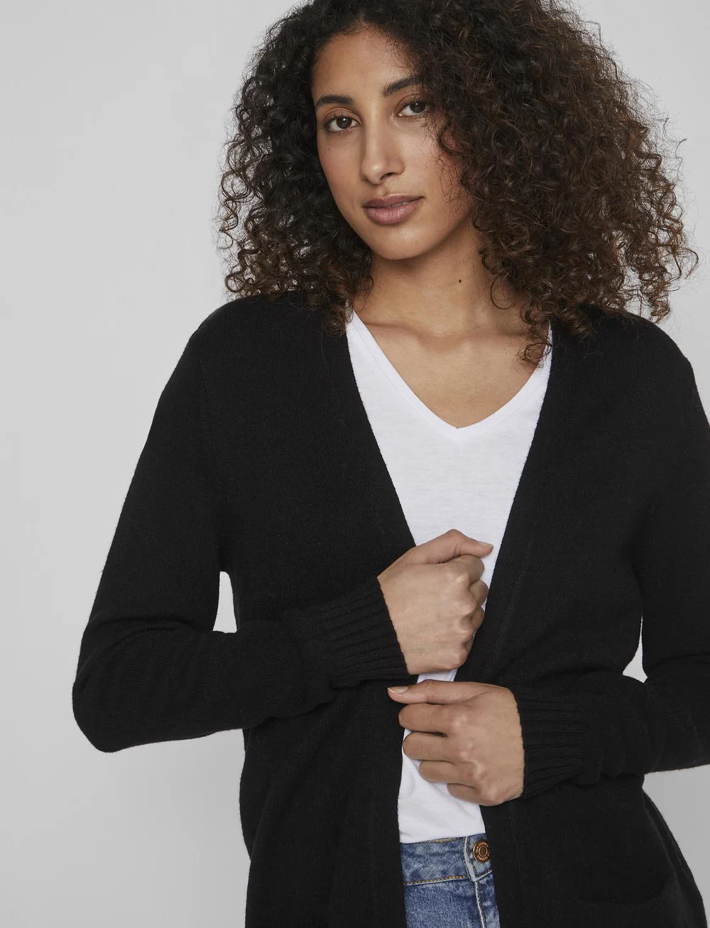 Vila - VIRIL OPEN L/S KNIT CARDIGAN - NOOS - cardigans - black - 5
