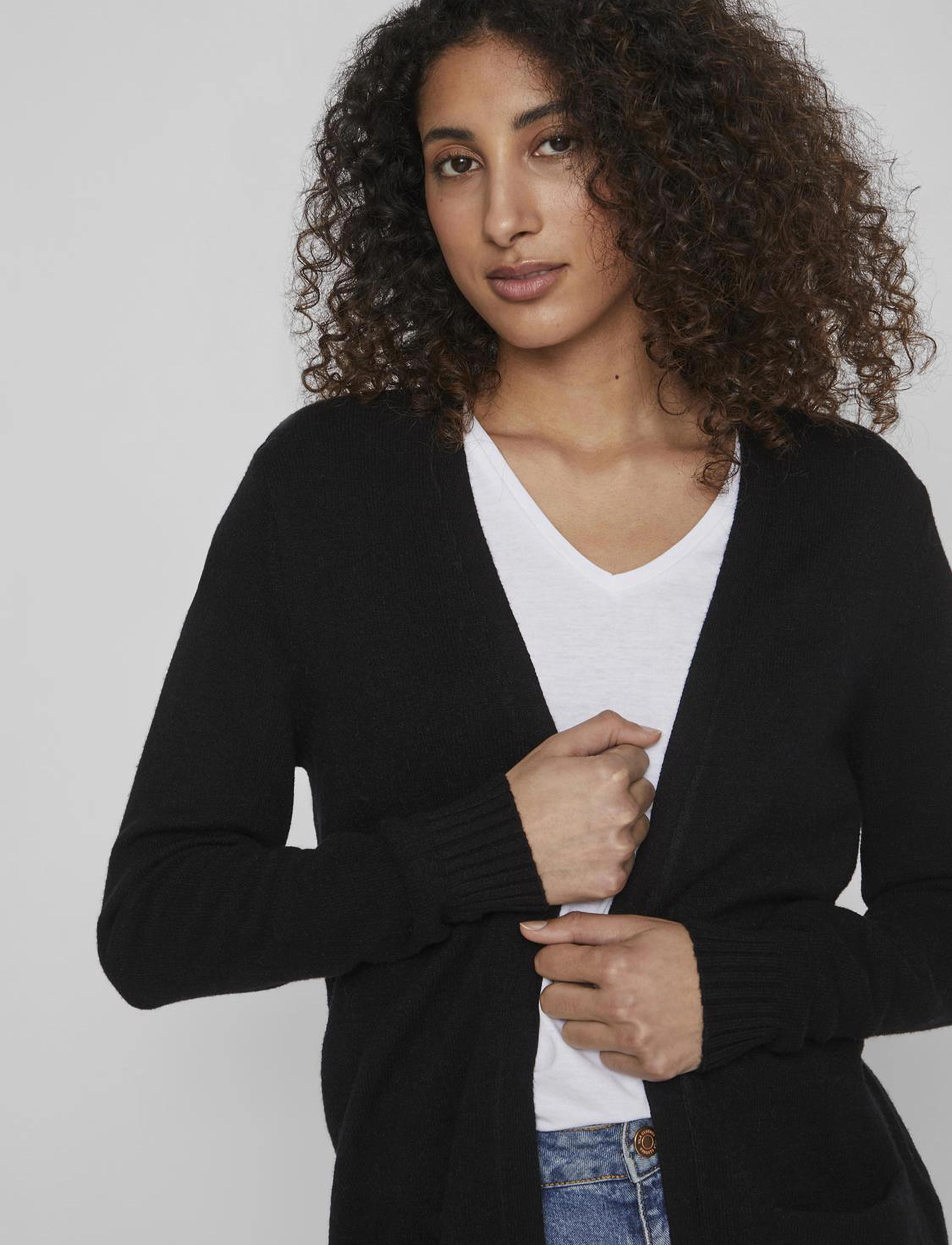 Vila - VIRIL OPEN L/S KNIT CARDIGAN - NOOS - cardigans - black - 5