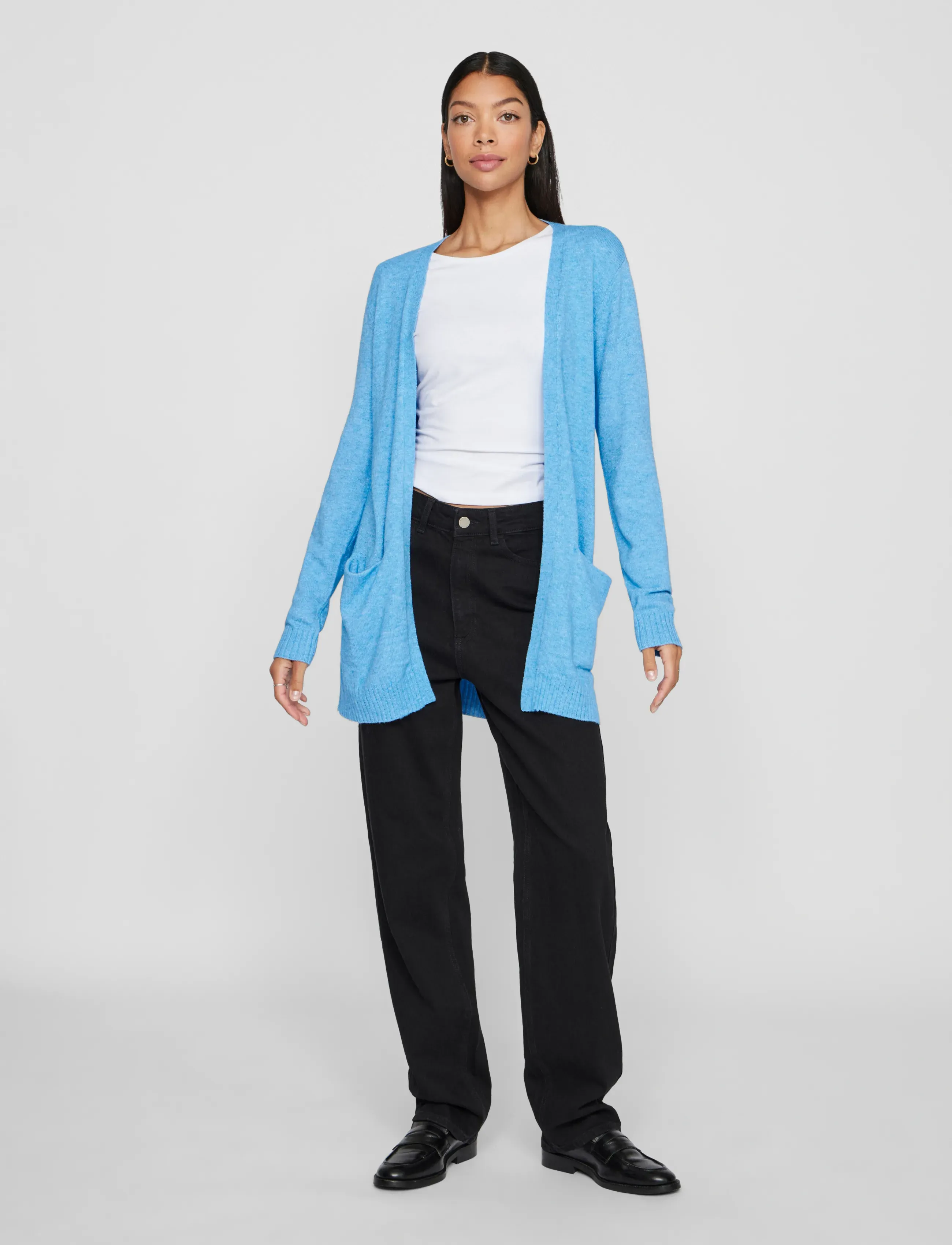 Vila - VIRIL OPEN L/S KNIT CARDIGAN - NOOS - koftor - blissful blue - 4