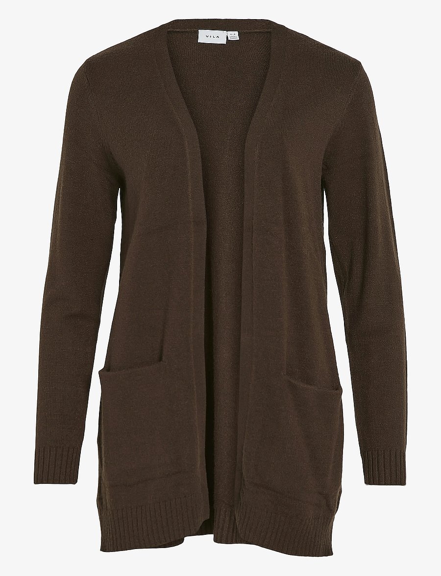 Vila - VIRIL OPEN L/S KNIT CARDIGAN - NOOS - cardigans - coffee bean - 1