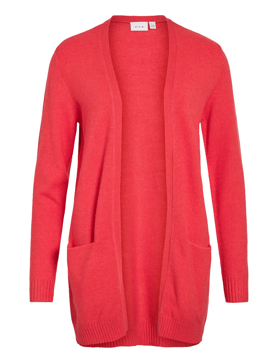 Vila - VIRIL OPEN L/S KNIT CARDIGAN - NOOS - cardigans - hibiscus - 1