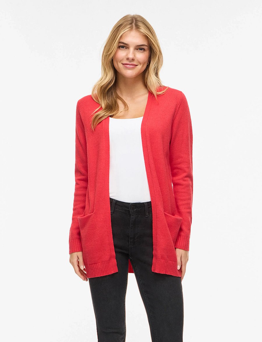 Vila - VIRIL OPEN L/S KNIT CARDIGAN - NOOS - cardigans - hibiscus - 0