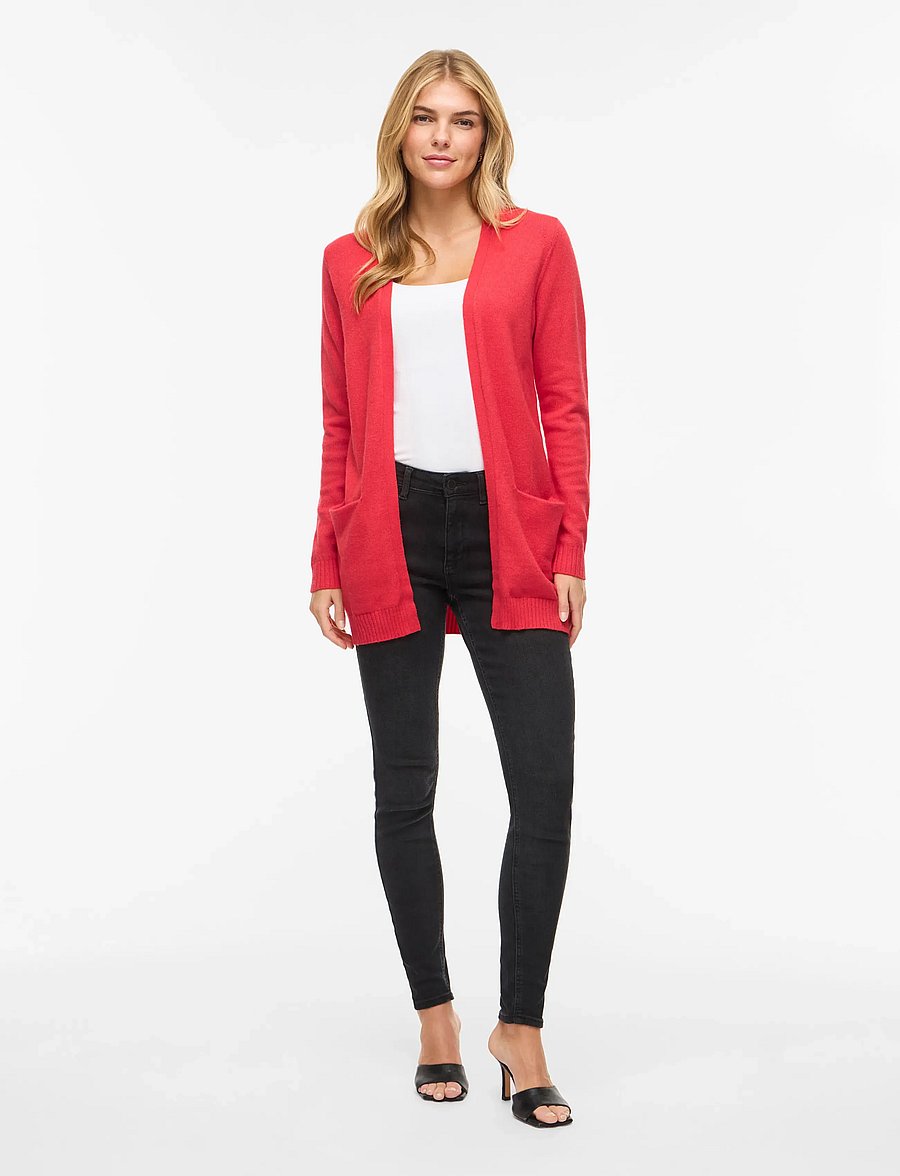 Vila - VIRIL OPEN L/S KNIT CARDIGAN - NOOS - cardigans - hibiscus - 4