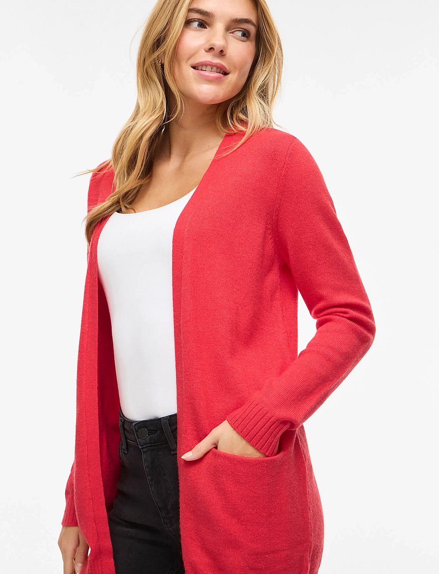 Vila - VIRIL OPEN L/S KNIT CARDIGAN - NOOS - cardigans - hibiscus - 5