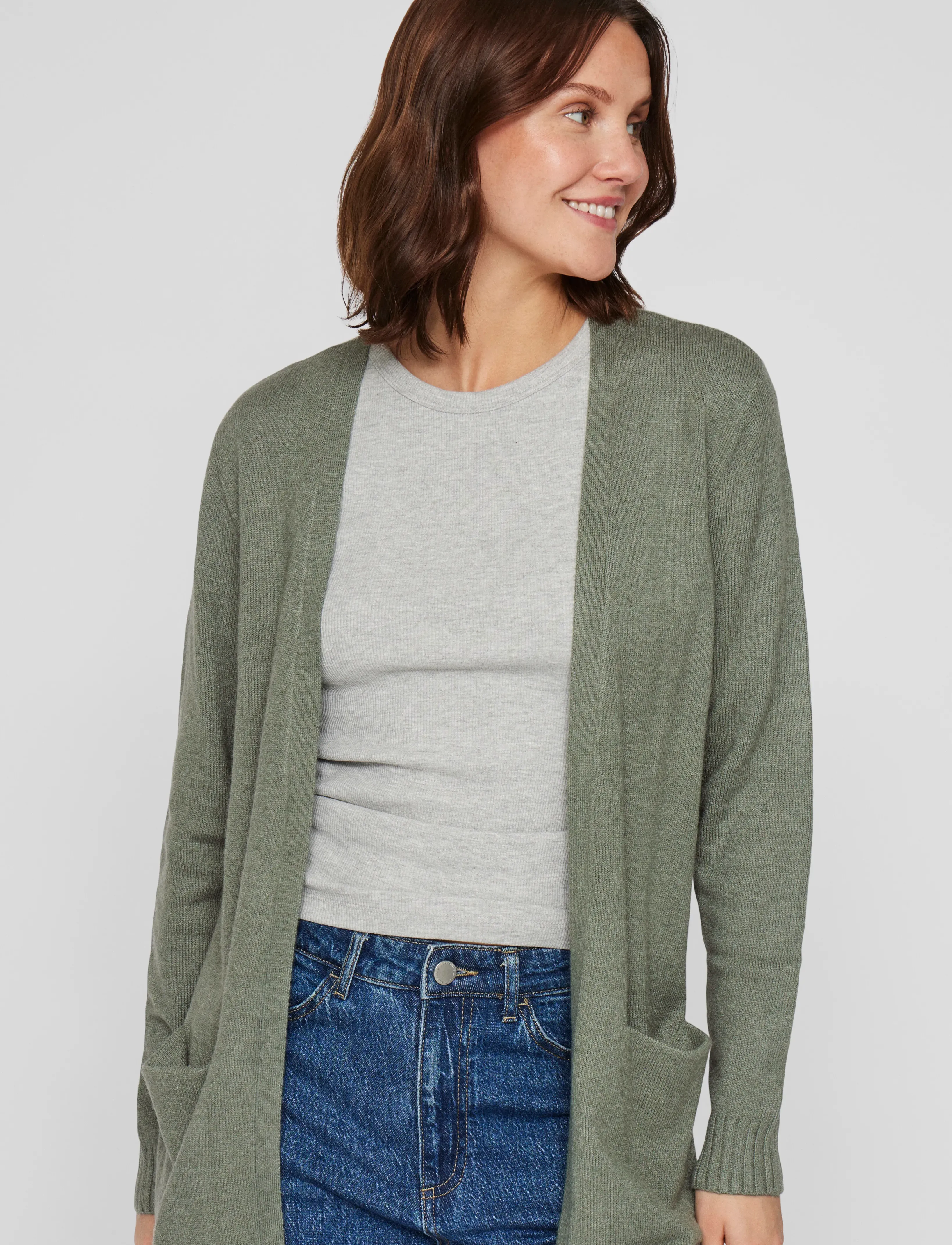 Vila - VIRIL OPEN L/S KNIT CARDIGAN - NOOS - strickjacken - laurel wreath - 5