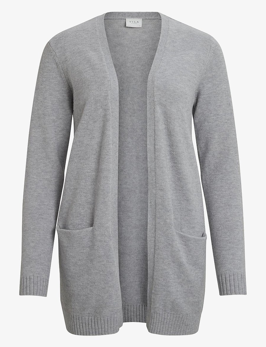 Vila - VIRIL OPEN L/S KNIT CARDIGAN - NOOS - cardigans - light grey melange - 1