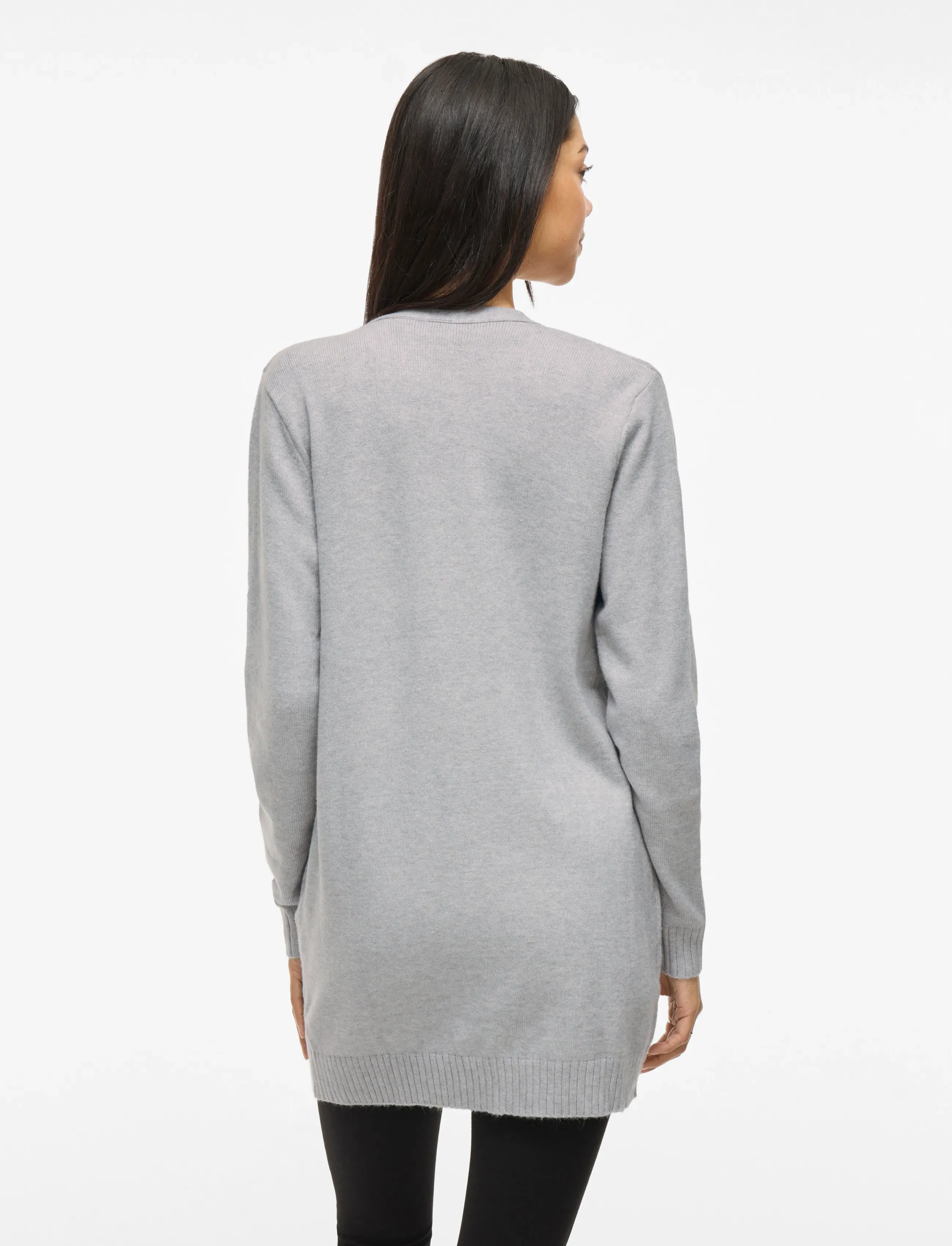 Vila - VIRIL OPEN L/S KNIT CARDIGAN - NOOS - strickjacken - light grey melange - 3
