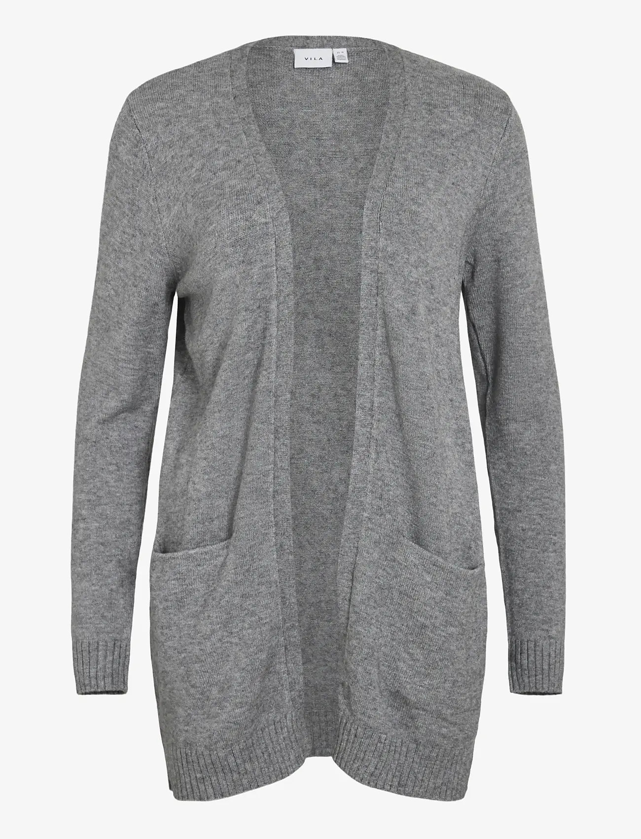 Vila - VIRIL OPEN L/S KNIT CARDIGAN - NOOS - cardigans - medium grey melange - 1
