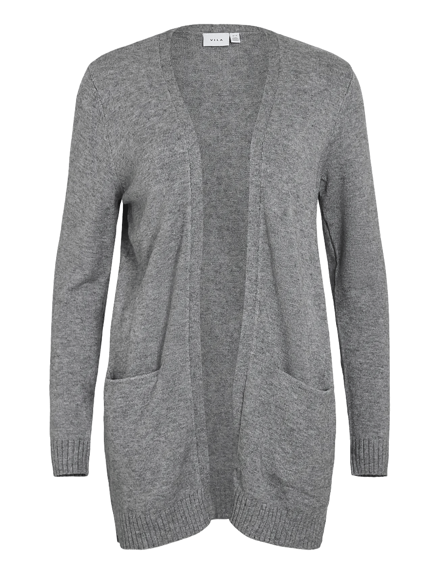 Vila - VIRIL OPEN L/S KNIT CARDIGAN - NOOS - strickjacken - medium grey melange - 1