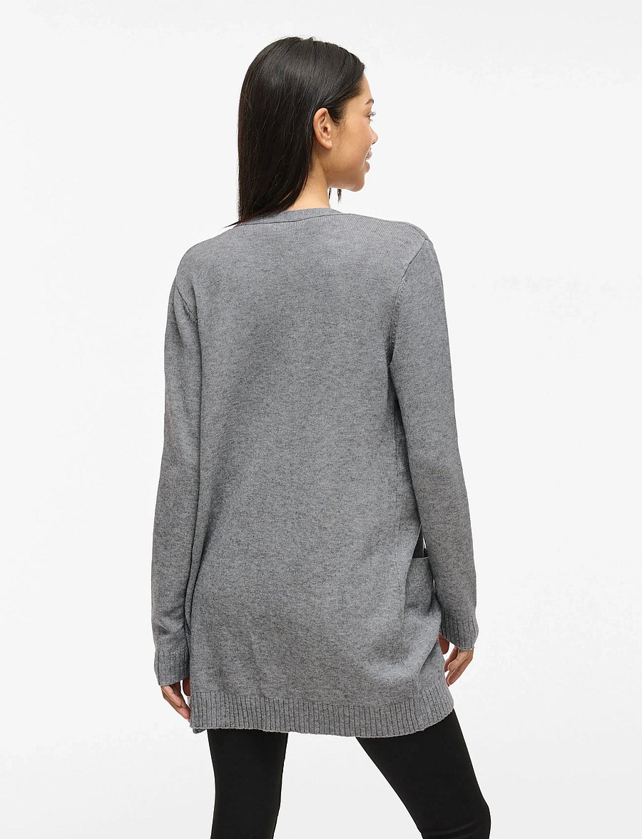 Vila - VIRIL OPEN L/S KNIT CARDIGAN - NOOS - strickjacken - medium grey melange - 3