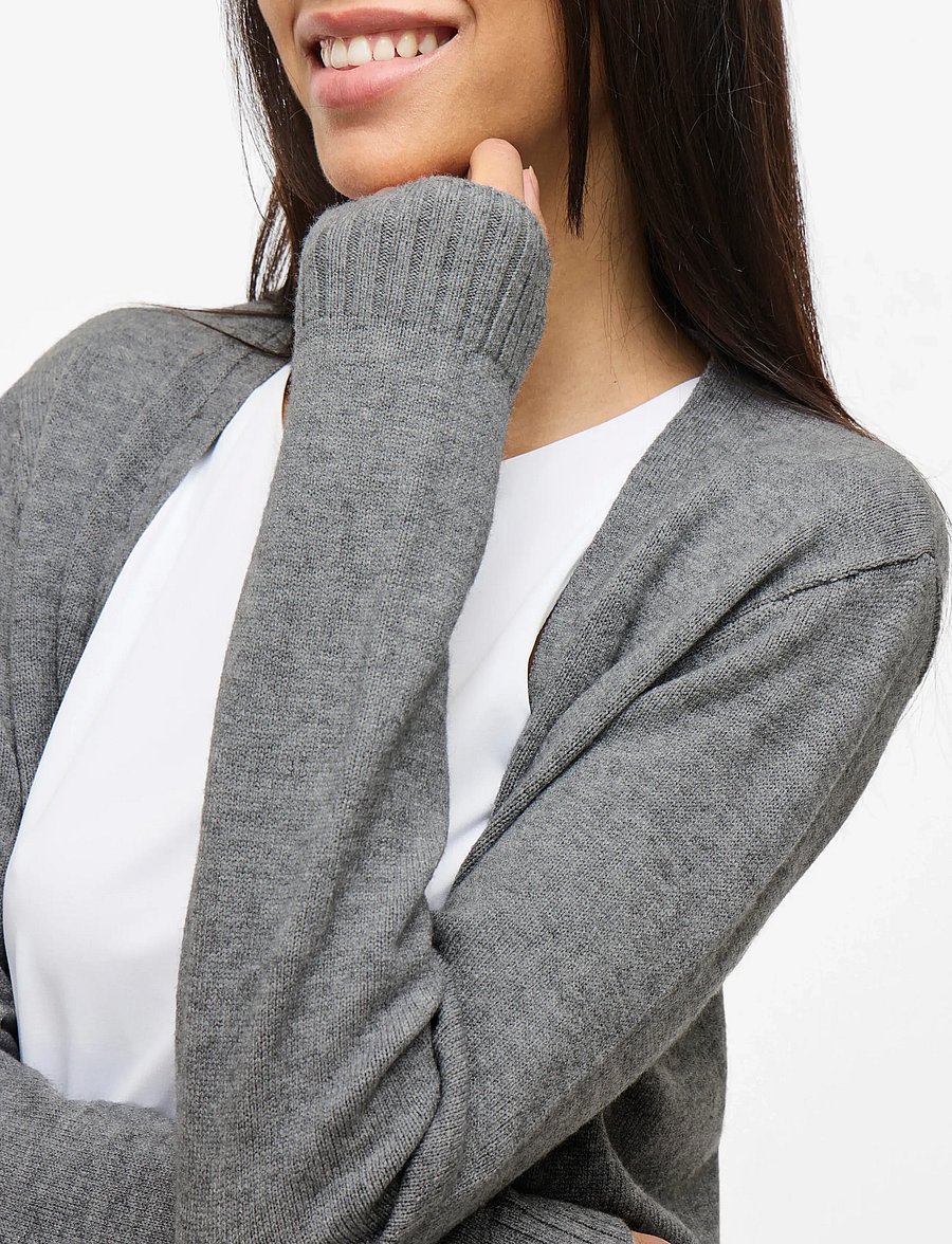 Vila - VIRIL OPEN L/S KNIT CARDIGAN - NOOS - strickjacken - medium grey melange - 5