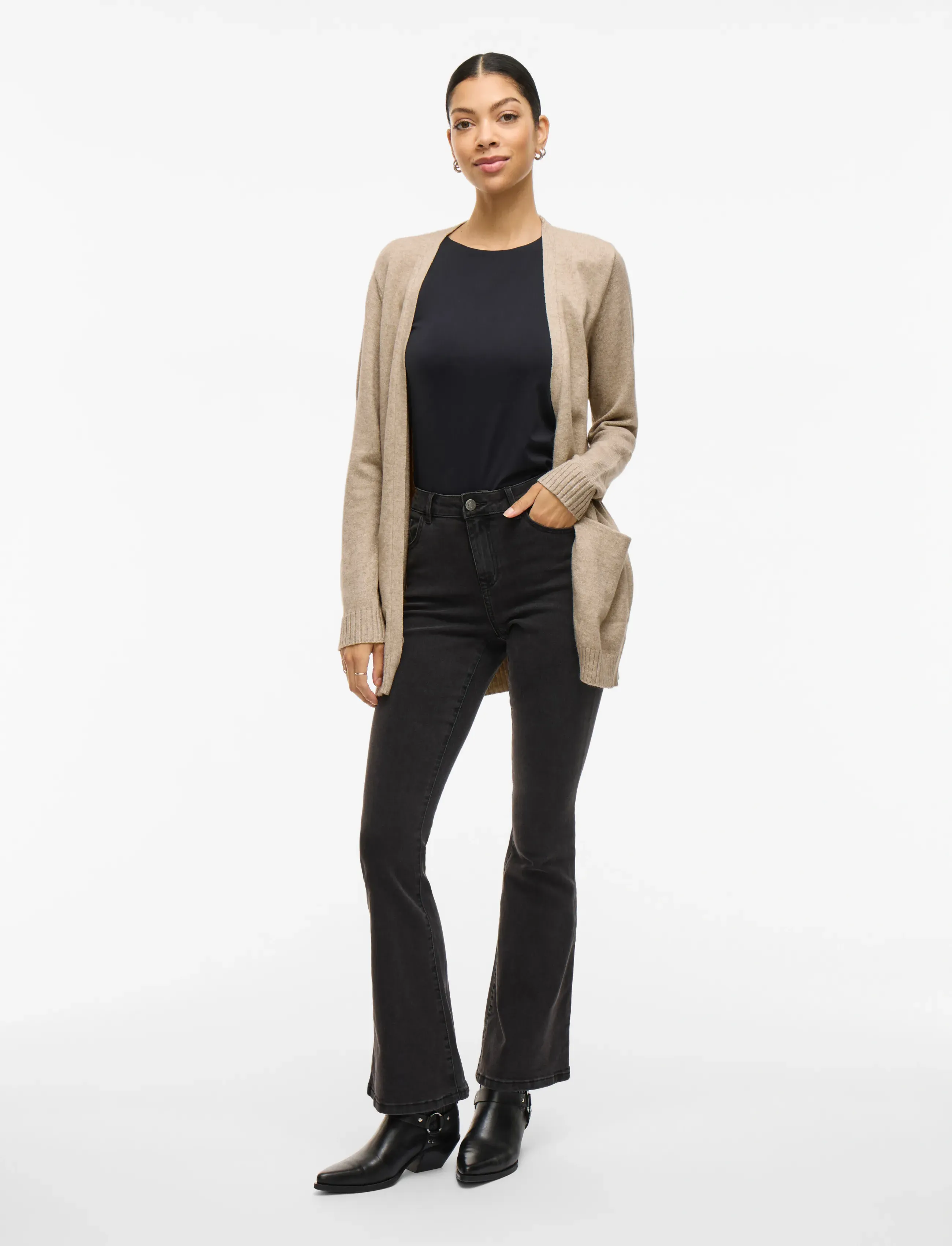 Vila - VIRIL OPEN L/S KNIT CARDIGAN - NOOS - koftor - natural melange - 4