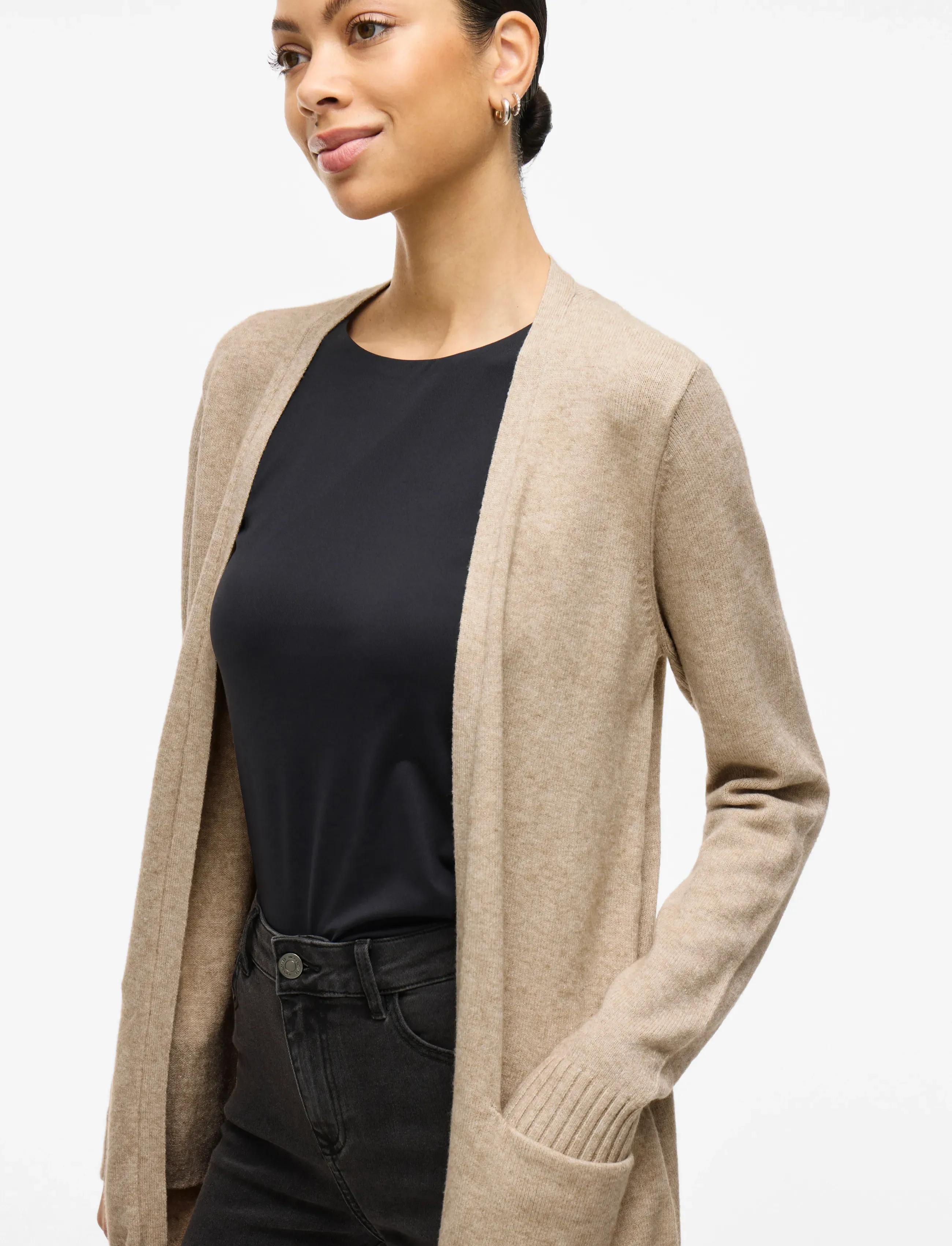 Vila - VIRIL OPEN L/S KNIT CARDIGAN - NOOS - koftor - natural melange - 5