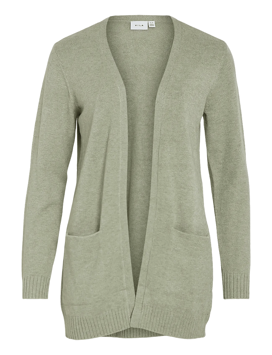 Vila - VIRIL OPEN L/S KNIT CARDIGAN - NOOS - cardigans - oil green - 1