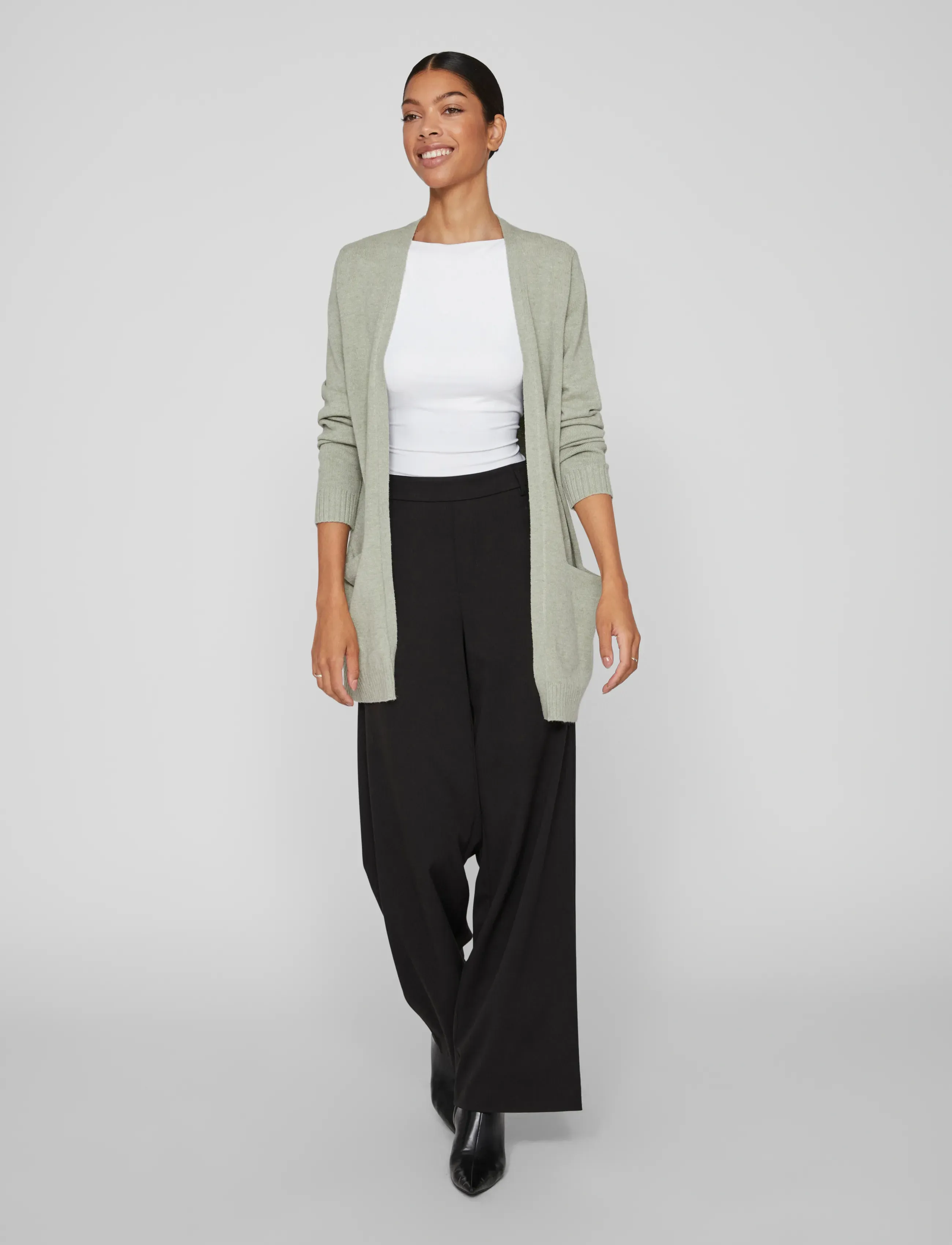 Vila - VIRIL OPEN L/S KNIT CARDIGAN - NOOS - strickjacken - oil green - 4
