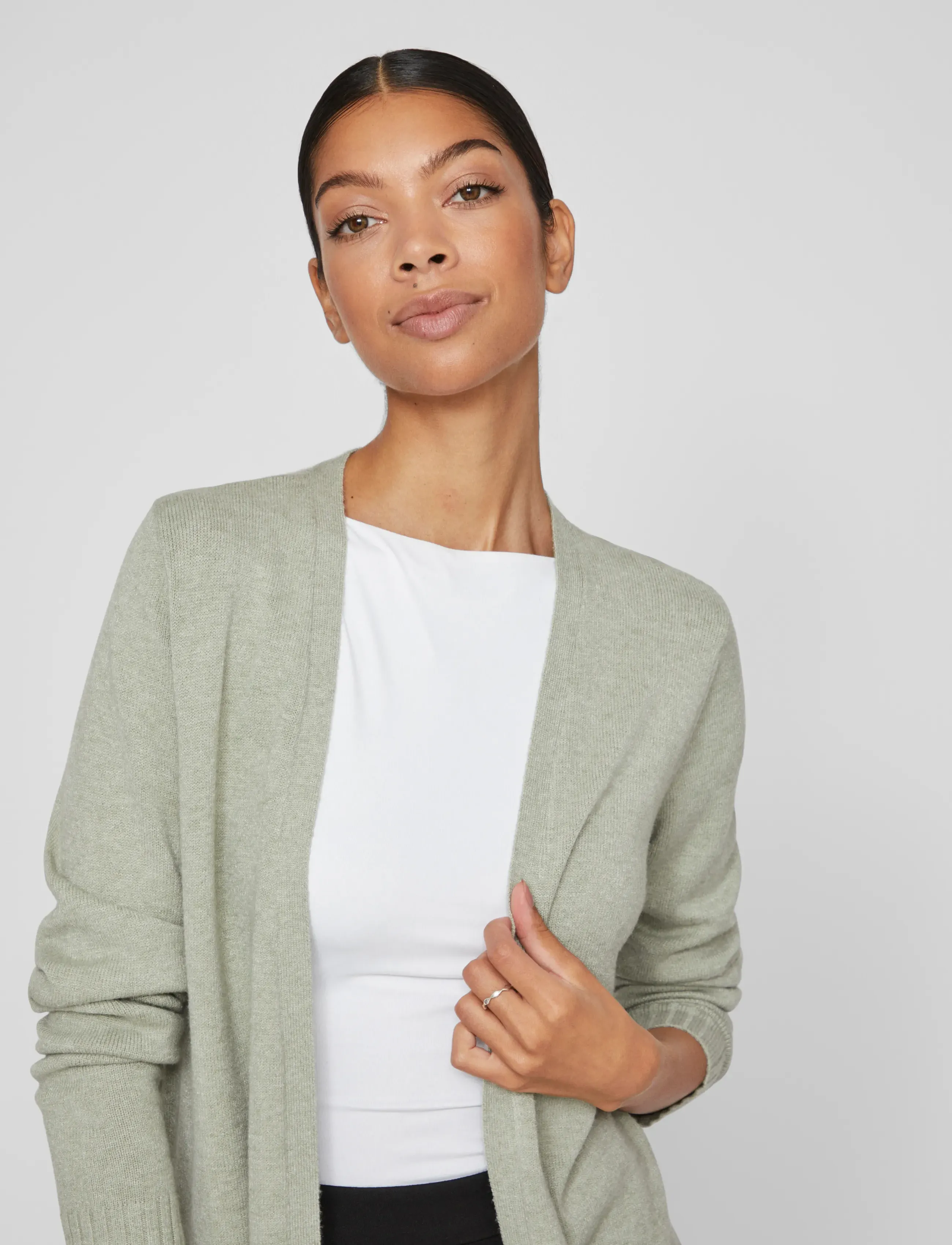 Vila - VIRIL OPEN L/S KNIT CARDIGAN - NOOS - strickjacken - oil green - 5