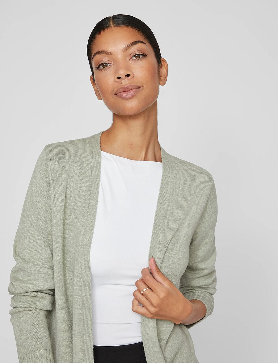 Vila - VIRIL OPEN L/S KNIT CARDIGAN - NOOS - cardigans - oil green - 5