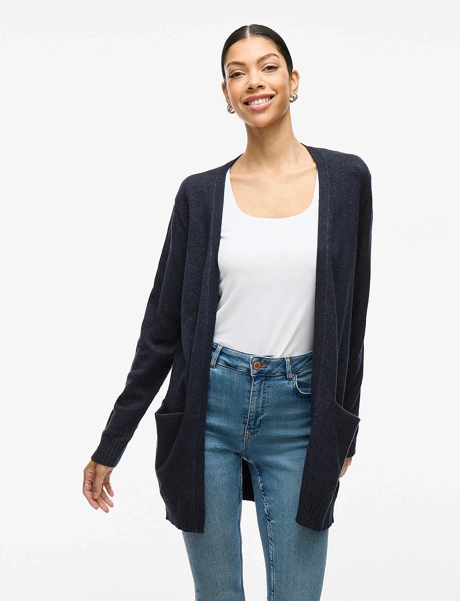 Vila - VIRIL OPEN L/S KNIT CARDIGAN - NOOS - kardiganid - total eclipse - 0