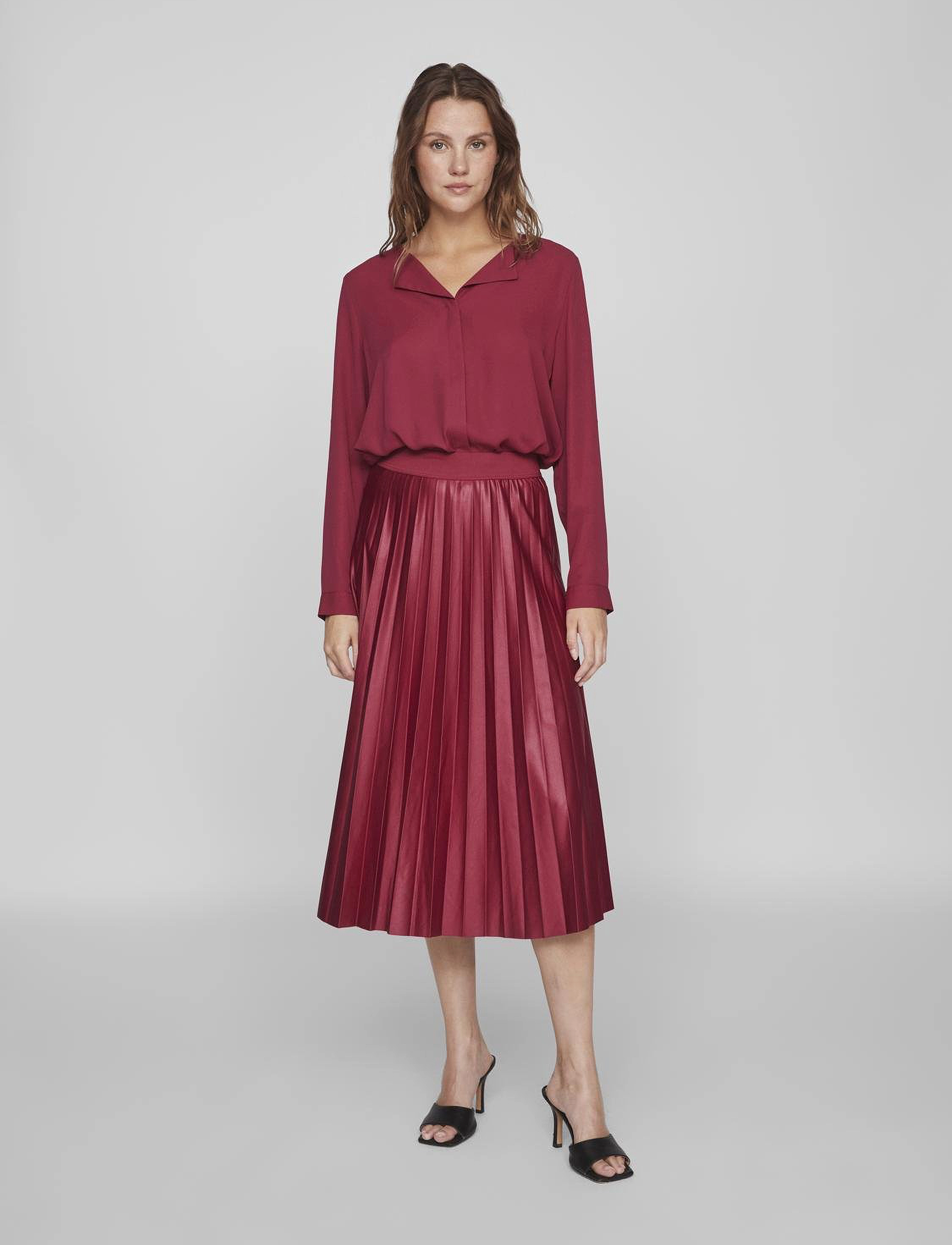 Vila - VILUCY L/S SHIRT - NOOS - long sleeved blouses - beet red - 5