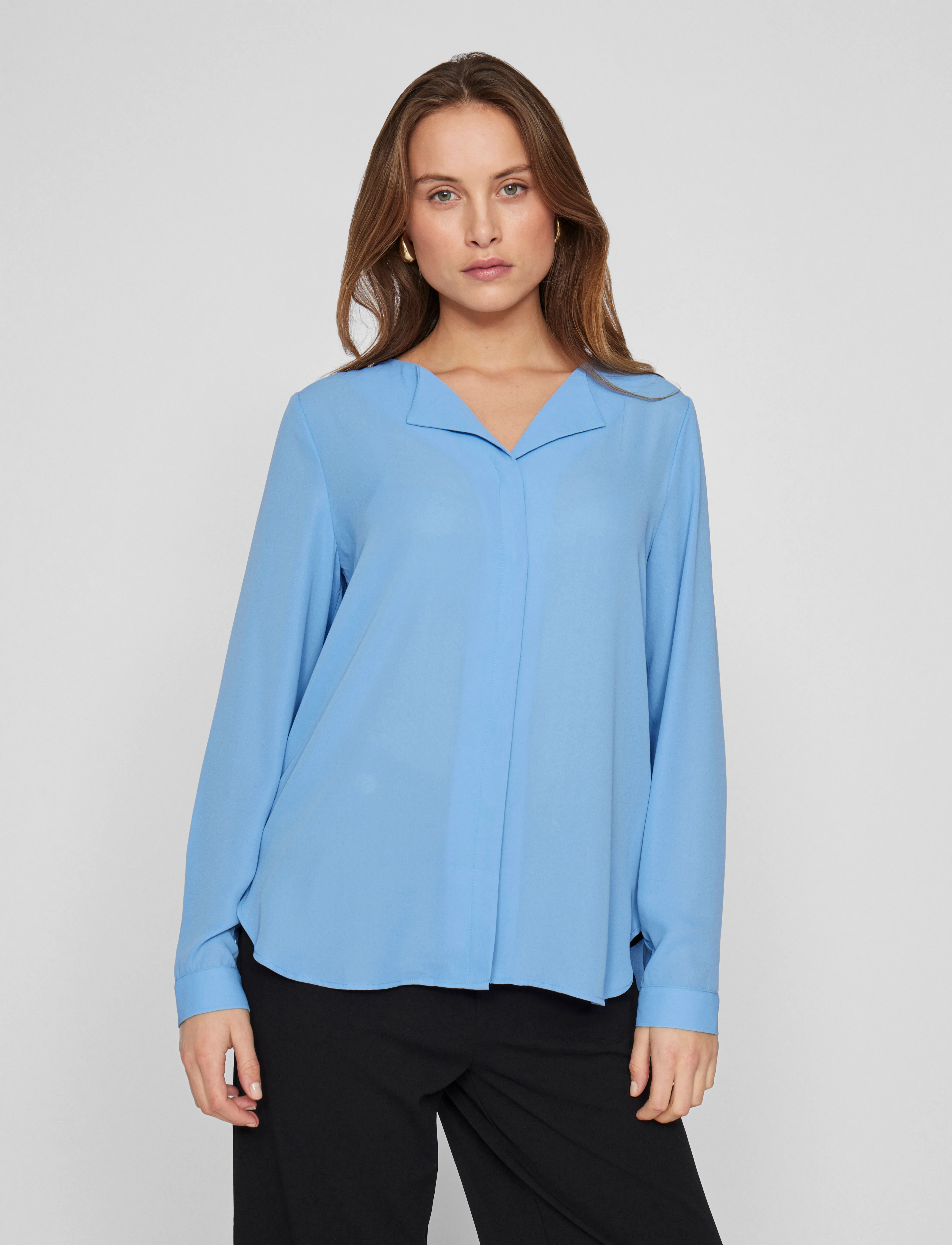 Vila Vilucy L/S Shirt, XS, Blue, Bluser > Langærmede, Dame