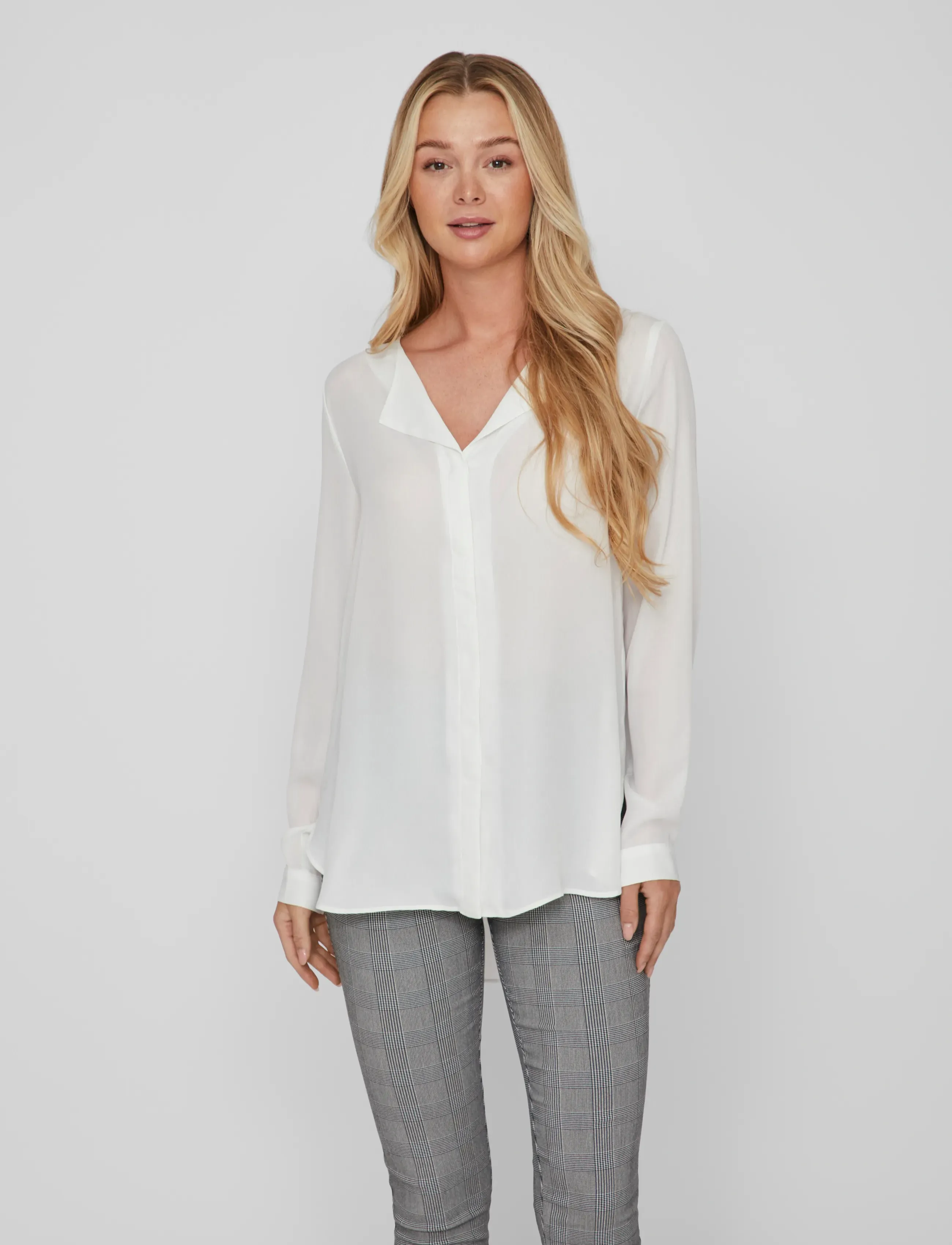 Vila Vilucy L/S Shirt, M, Blouses, Weiß - Long-sleeved, Frauen