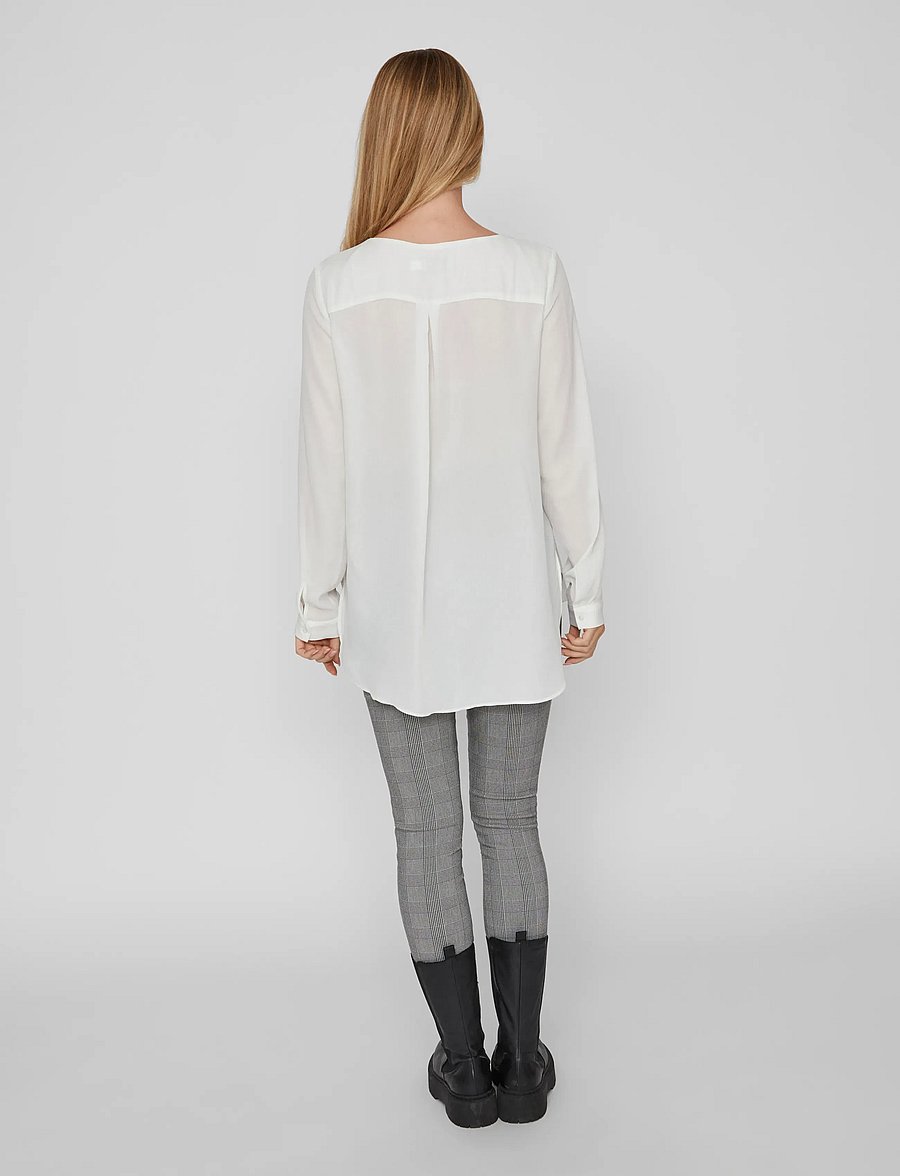 Vila - VILUCY L/S SHIRT - pitkähihaiset puserot - snow white - 3