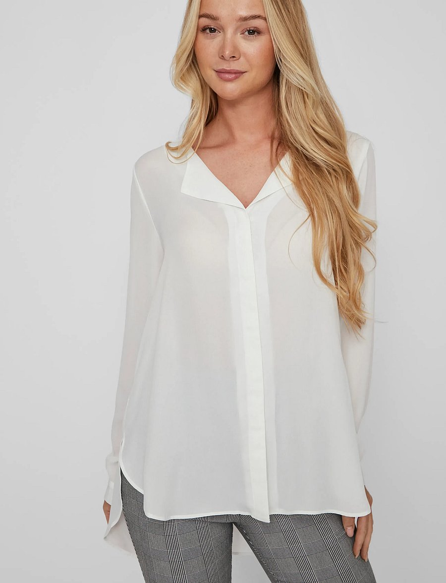 Vila - VILUCY L/S SHIRT - pitkähihaiset puserot - snow white - 5