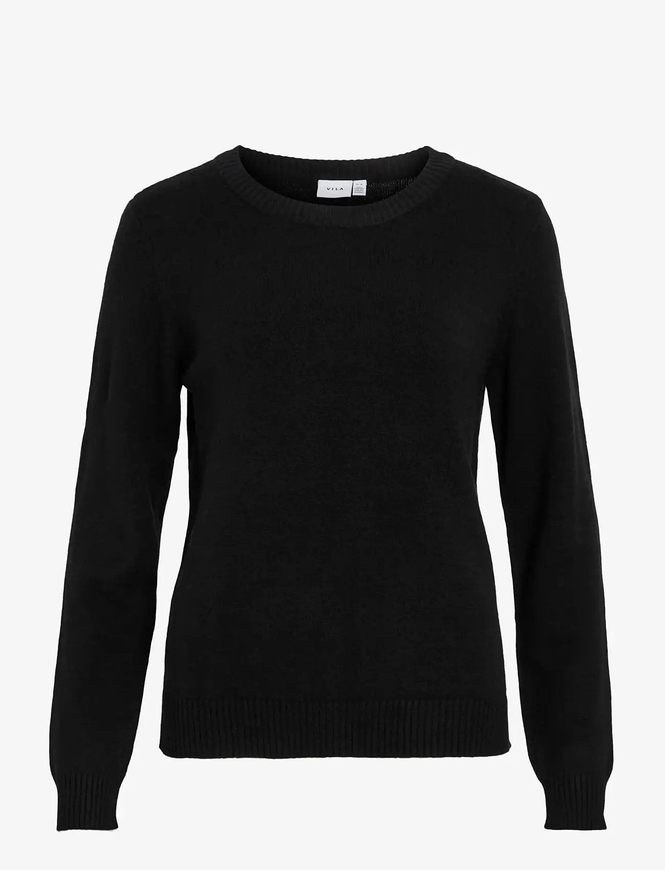 Vila - VIRIL O-NECK L/S  KNIT TOP - NOOS - jumpers - black - 1