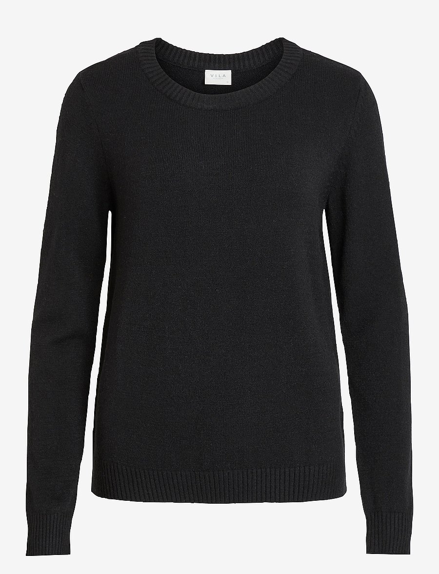 Vila - VIRIL O-NECK L/S KNIT TOP - NOOS - sviitrid - black - 1
