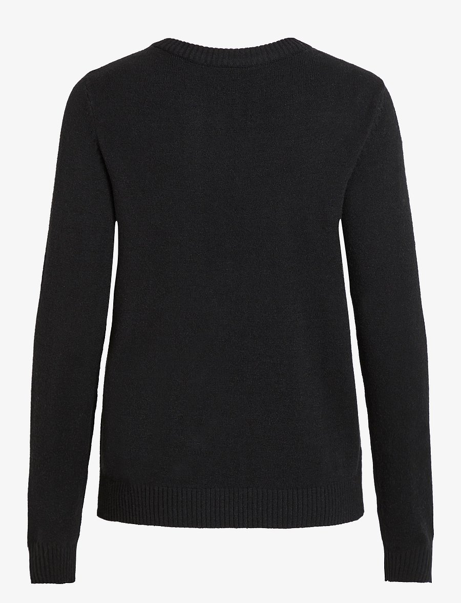 Vila - VIRIL O-NECK L/S KNIT TOP - NOOS - sviitrid - black - 2