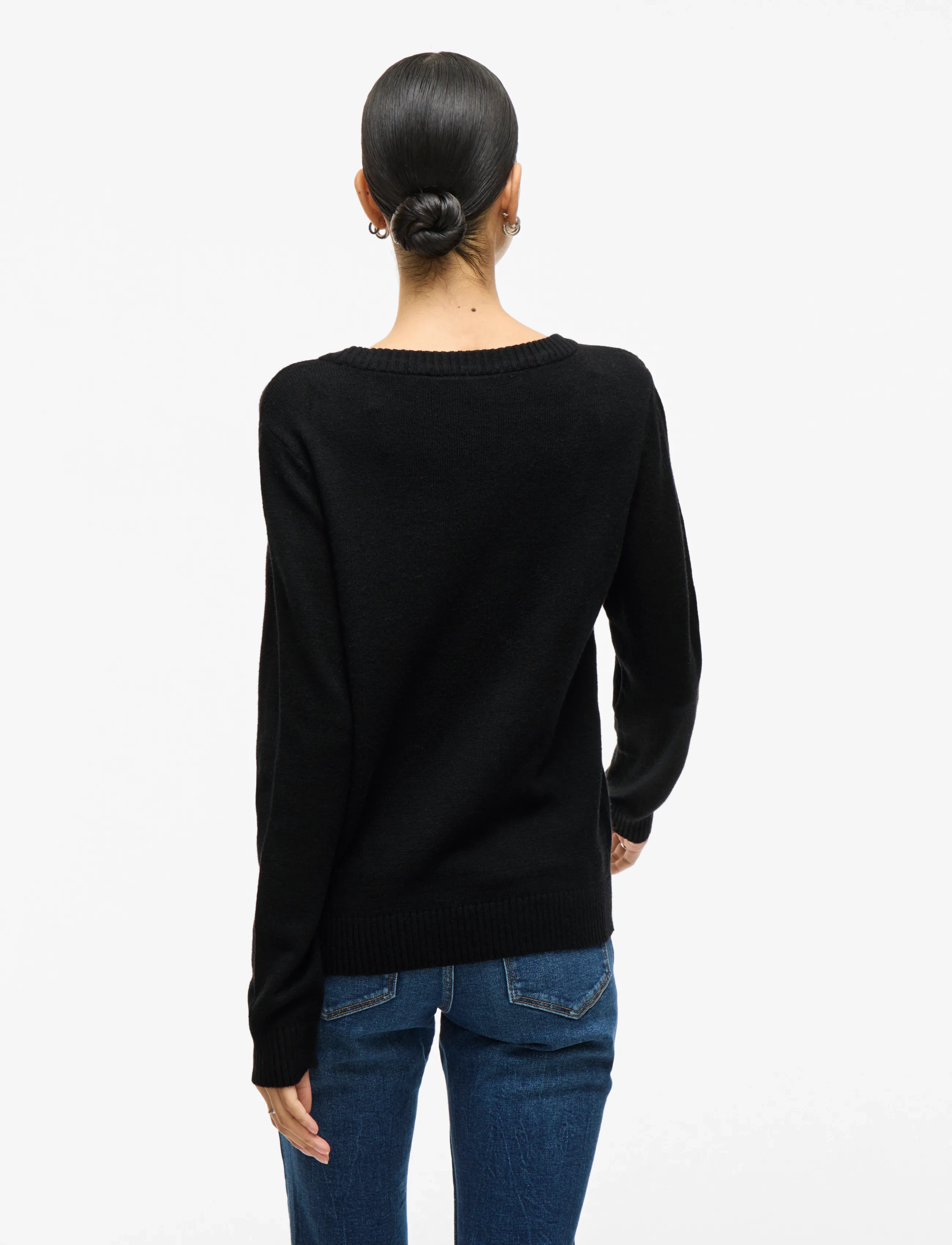 Vila - VIRIL O-NECK L/S  KNIT TOP - NOOS - sviitrid - black - 3