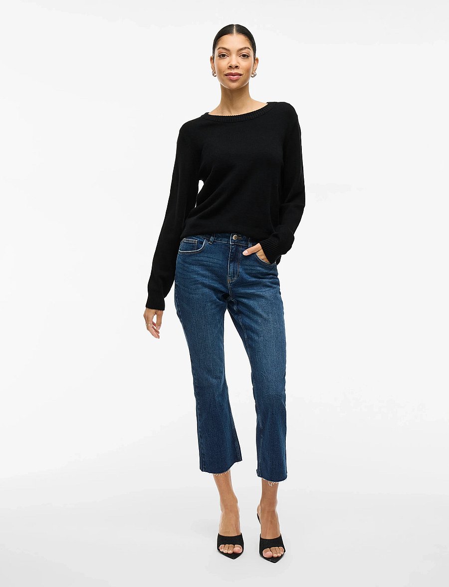 Vila - VIRIL O-NECK L/S KNIT TOP - NOOS - sviitrid - black - 4