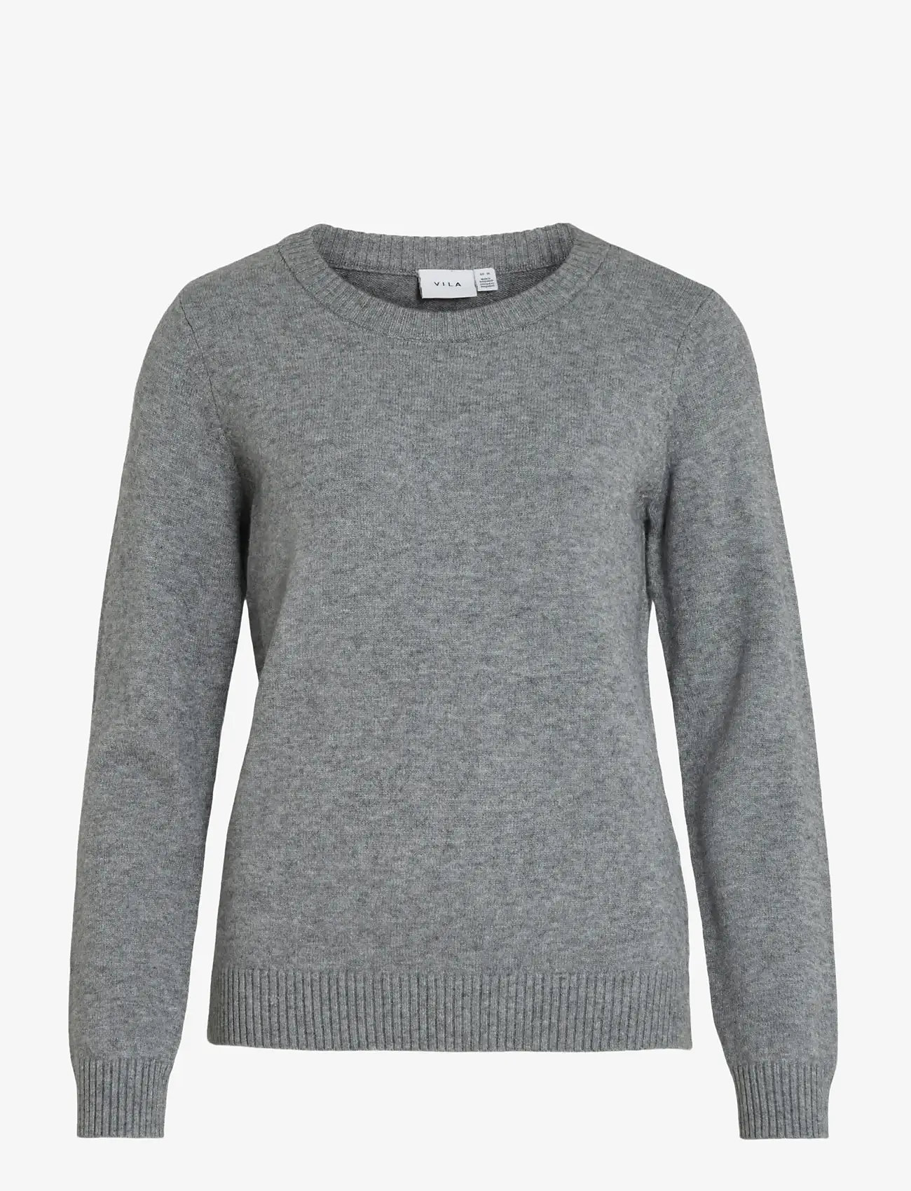 Vila - VIRIL O-NECK L/S  KNIT TOP - NOOS - pullover - medium grey melange - 1
