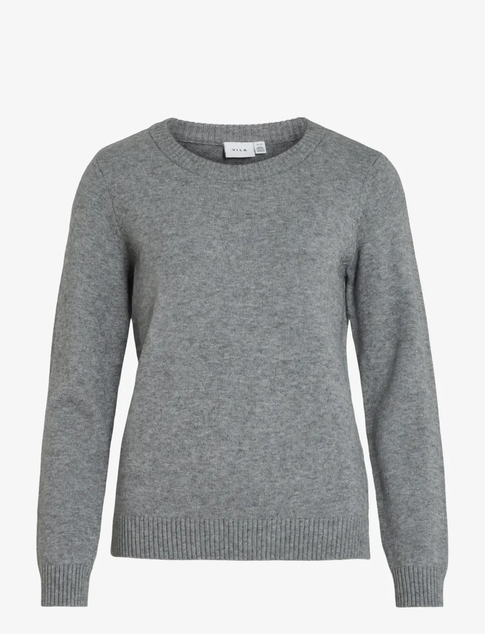 Vila - VIRIL O-NECK L/S KNIT TOP - stickade tröjor - medium grey melange - 1