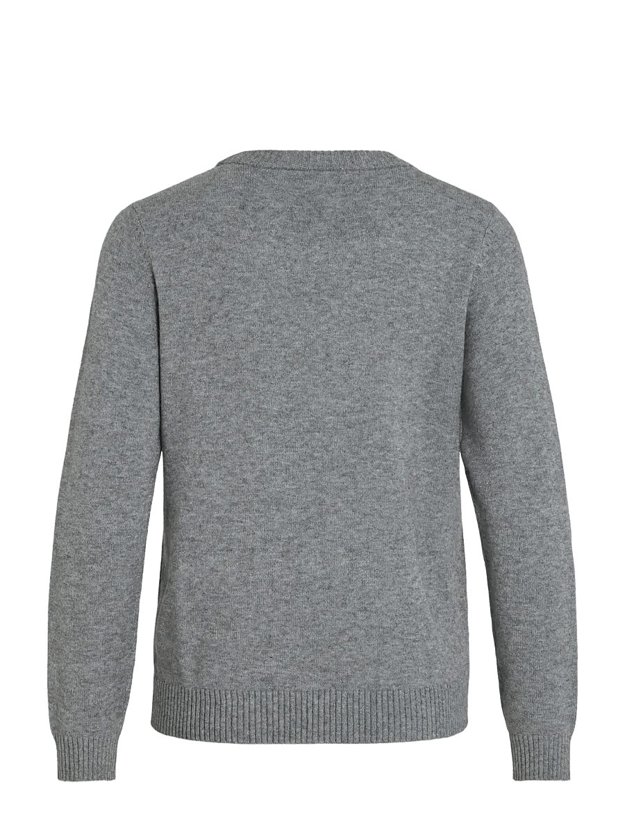 Vila - VIRIL O-NECK L/S KNIT TOP - NOOS - stickade tröjor - medium grey melange - 2