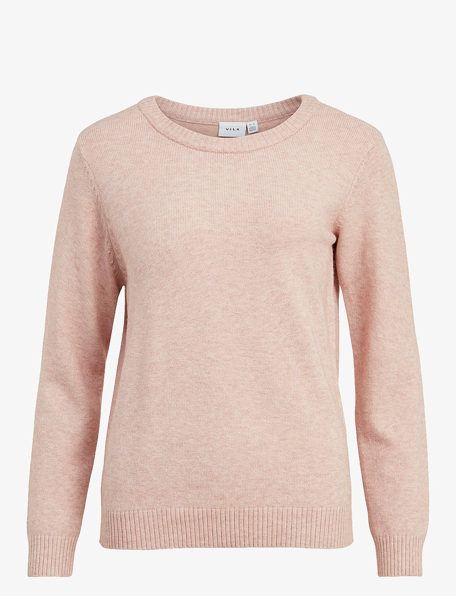Vila - VIRIL O-NECK L/S KNIT TOP - NOOS - stickade tröjor - misty rose - 1