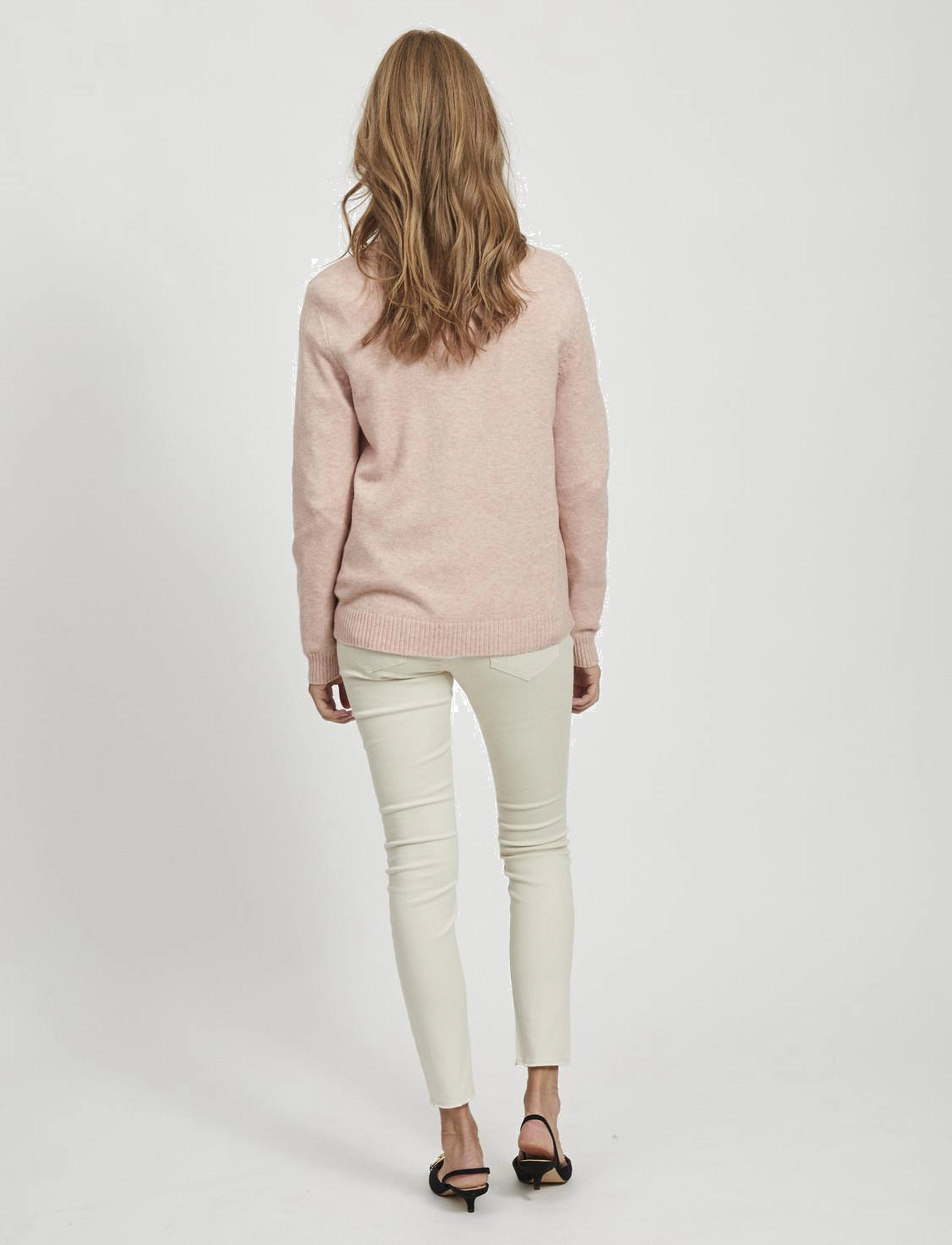 Vila - VIRIL O-NECK L/S  KNIT TOP - NOOS - jumpers - misty rose - 3
