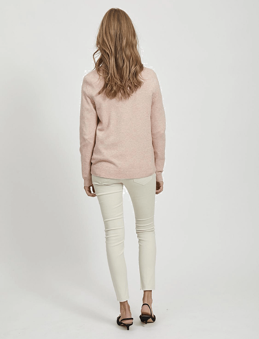 Vila - VIRIL O-NECK L/S KNIT TOP - NOOS - stickade tröjor - misty rose - 3