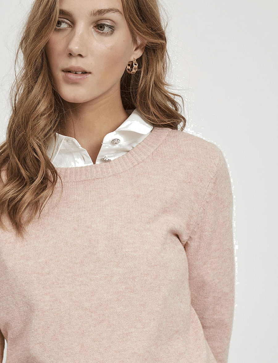 Vila - VIRIL O-NECK L/S KNIT TOP - NOOS - stickade tröjor - misty rose - 5