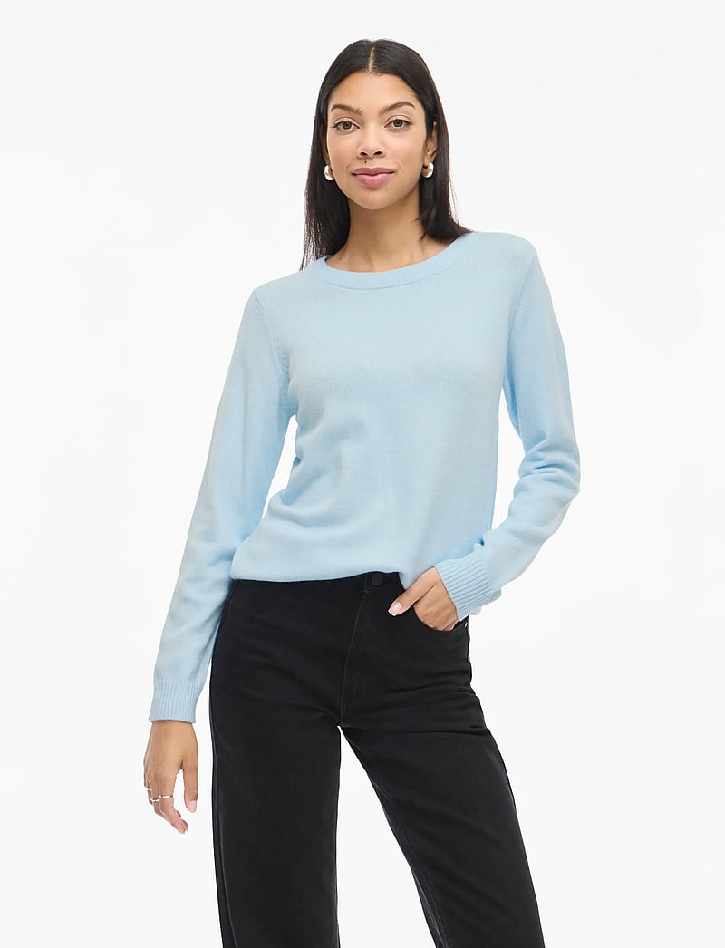 Vila - VIRIL O-NECK L/S KNIT TOP - NOOS - sviitrid - nantucket breeze - 0