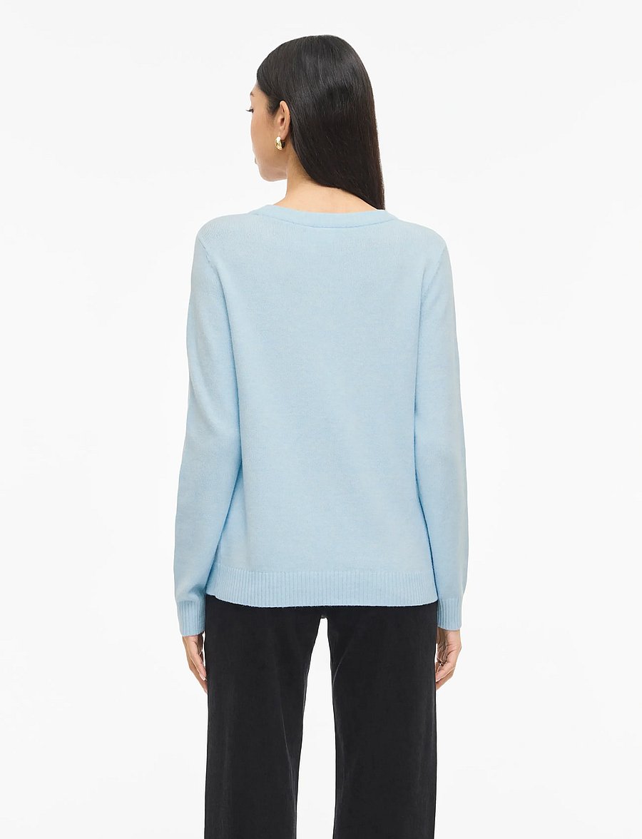 Vila - VIRIL O-NECK L/S KNIT TOP - NOOS - sviitrid - nantucket breeze - 3