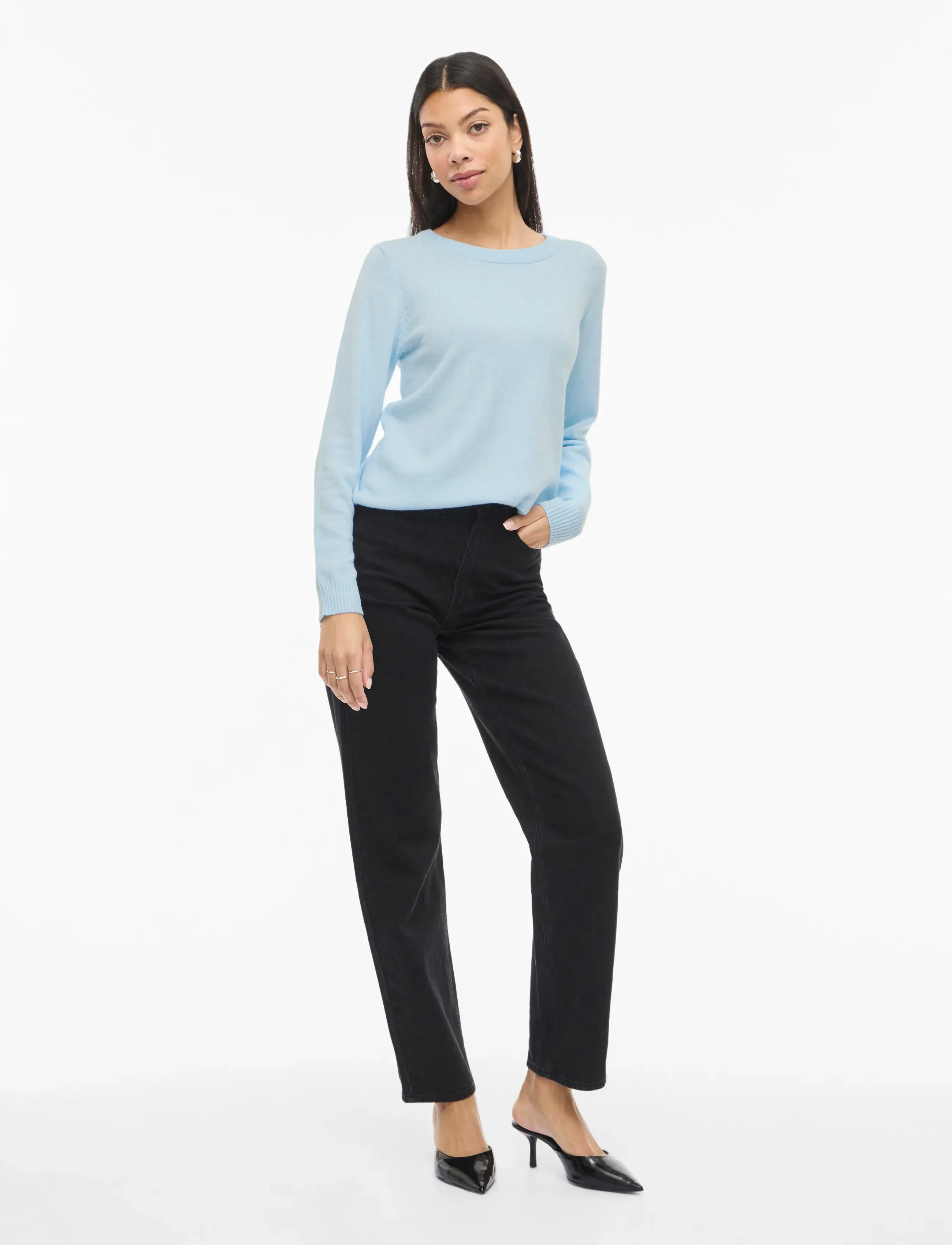 Vila - VIRIL O-NECK L/S  KNIT TOP - NOOS - sviitrid - nantucket breeze - 4