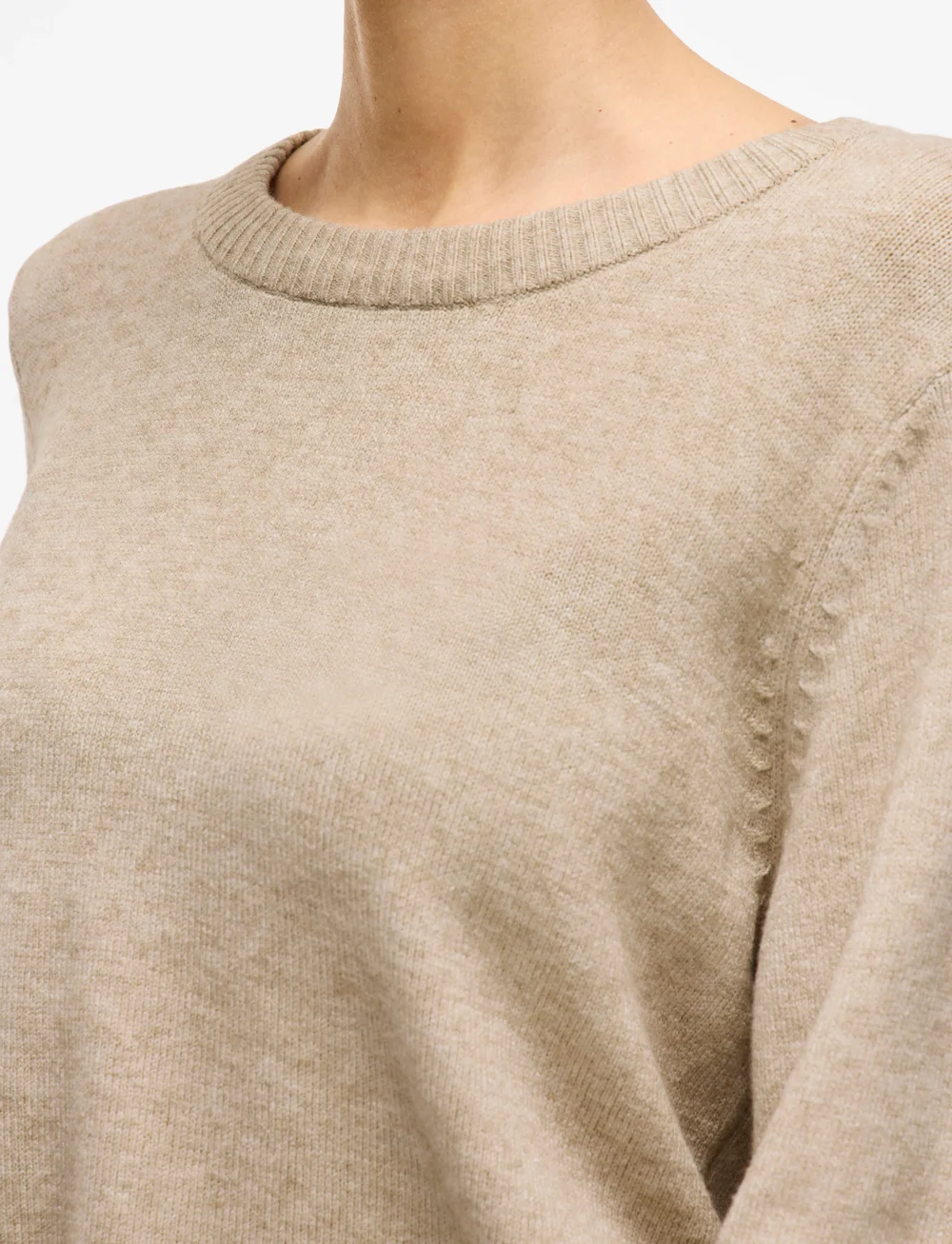 Vila - VIRIL O-NECK L/S KNIT TOP - stickade tröjor - natural melange - 5
