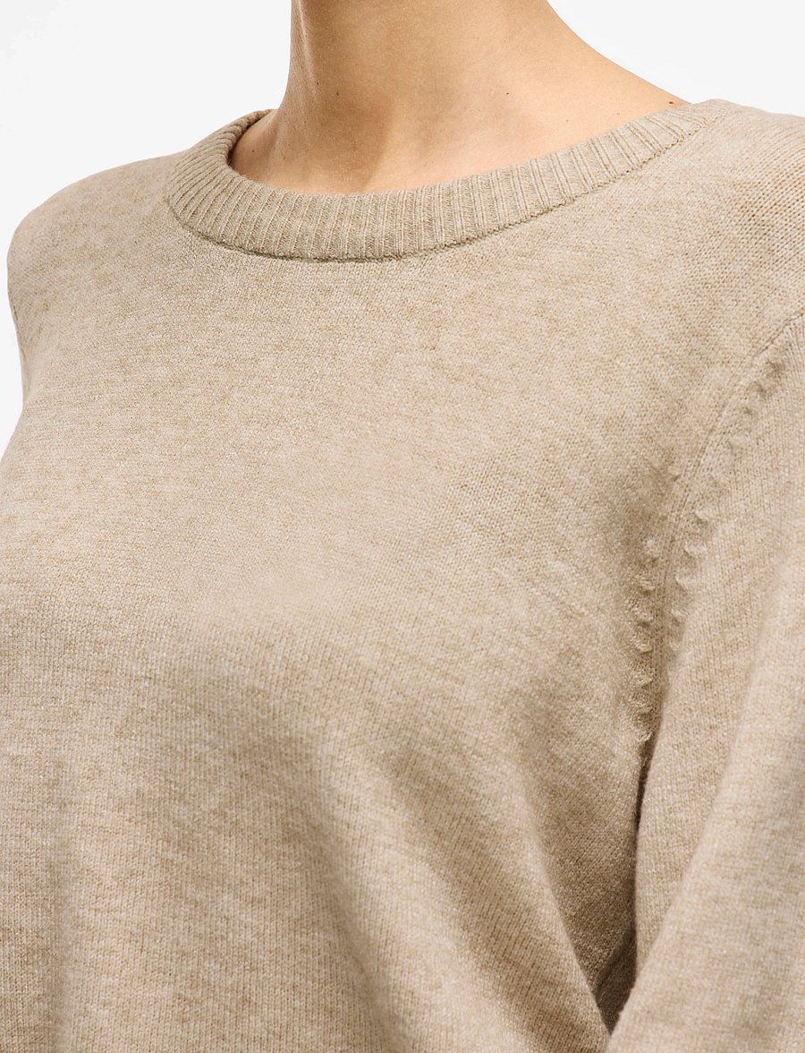 Vila - VIRIL O-NECK L/S KNIT TOP - NOOS - stickade tröjor - natural melange - 5