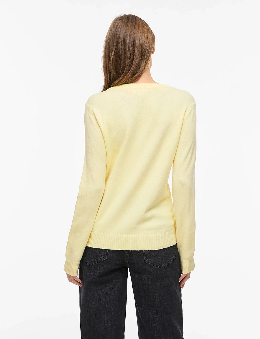 Vila - VIRIL O-NECK L/S KNIT TOP - NOOS - gebreide truien - pastel yellow - 3