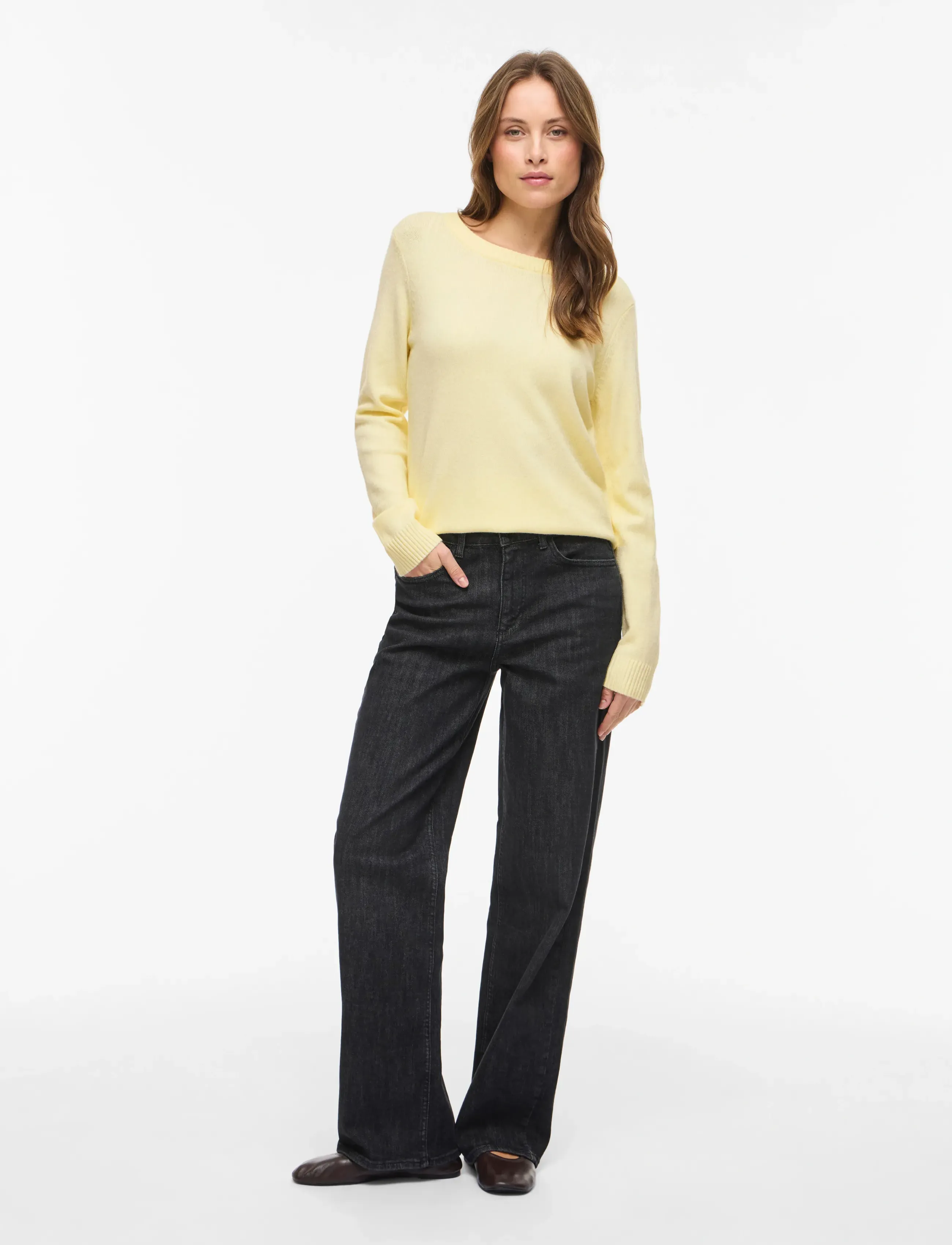 Vila - VIRIL O-NECK L/S  KNIT TOP - NOOS - gebreide truien - pastel yellow - 4