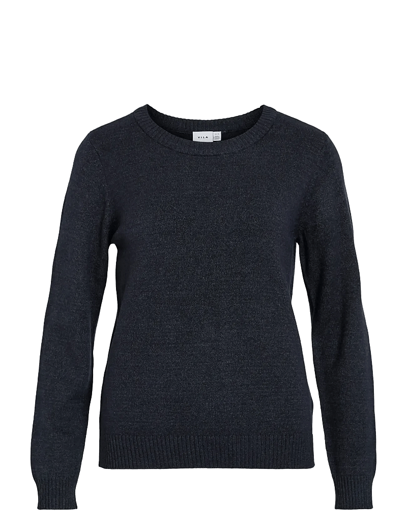 Vila - VIRIL O-NECK L/S KNIT TOP - NOOS - sviitrid - total eclipse - 1
